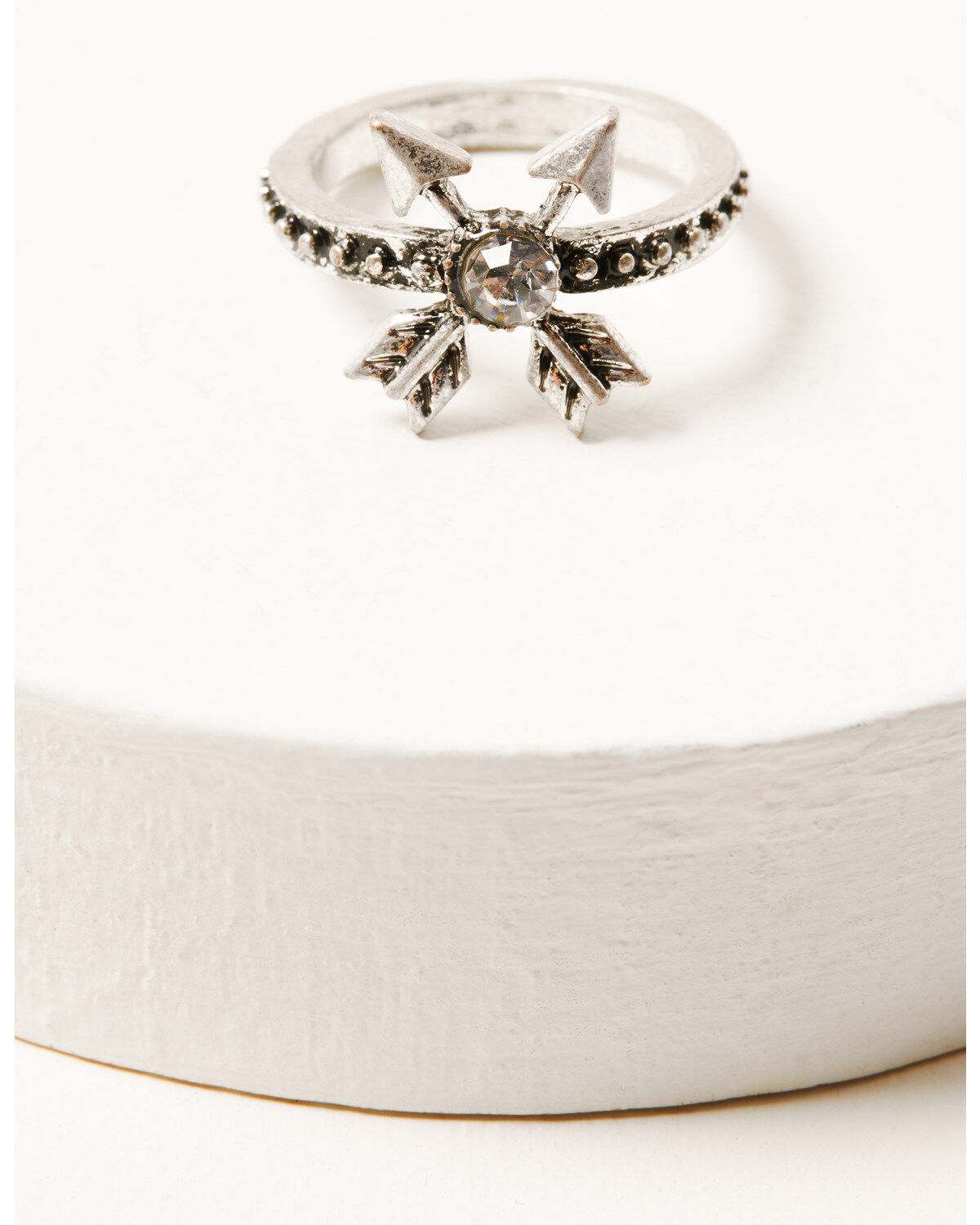 Shyanne Women's 3-piece Silver Double Arrow & Stone Ring Set