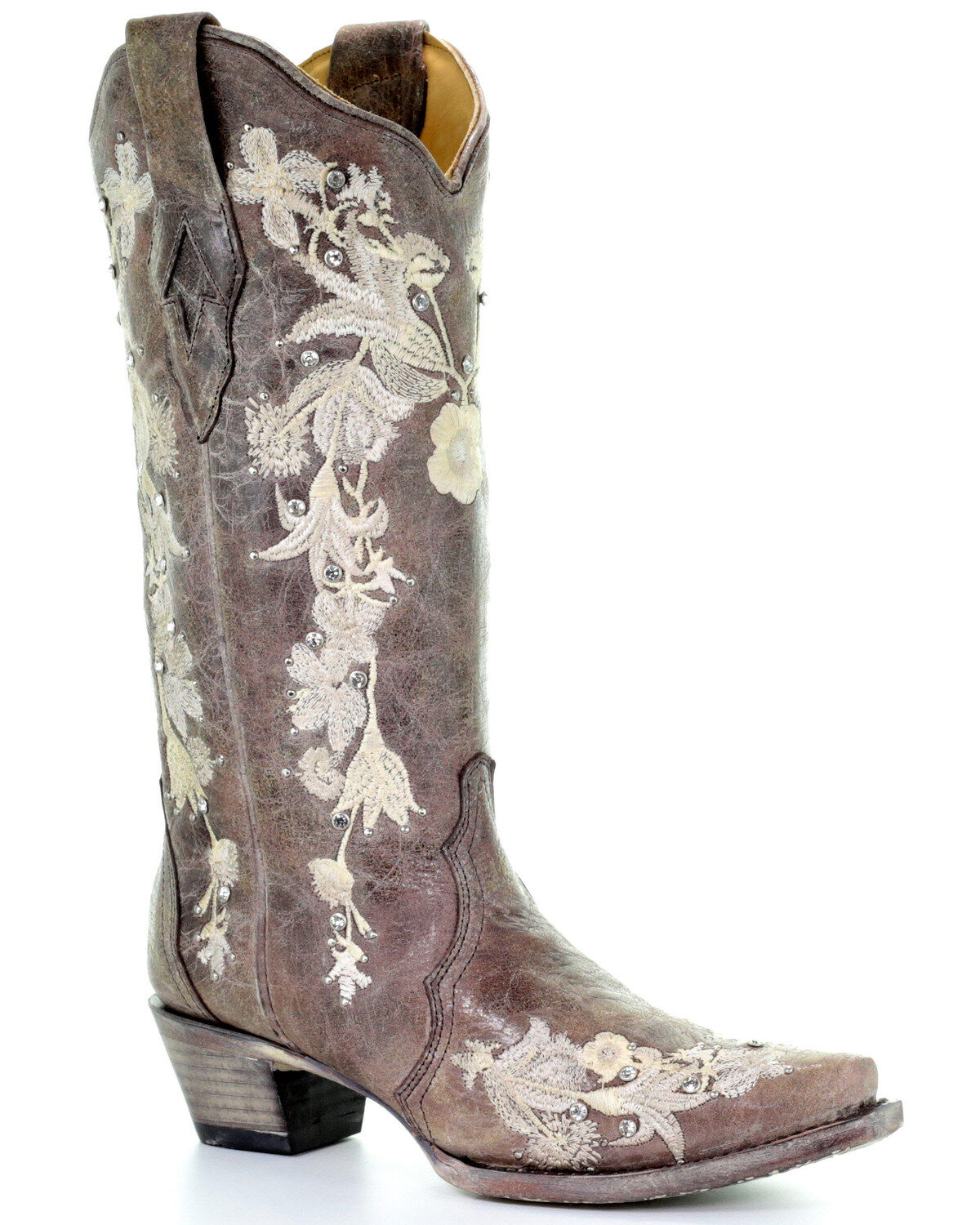 Corral Women's Flower Embroidery Western Boots - Snip Toe