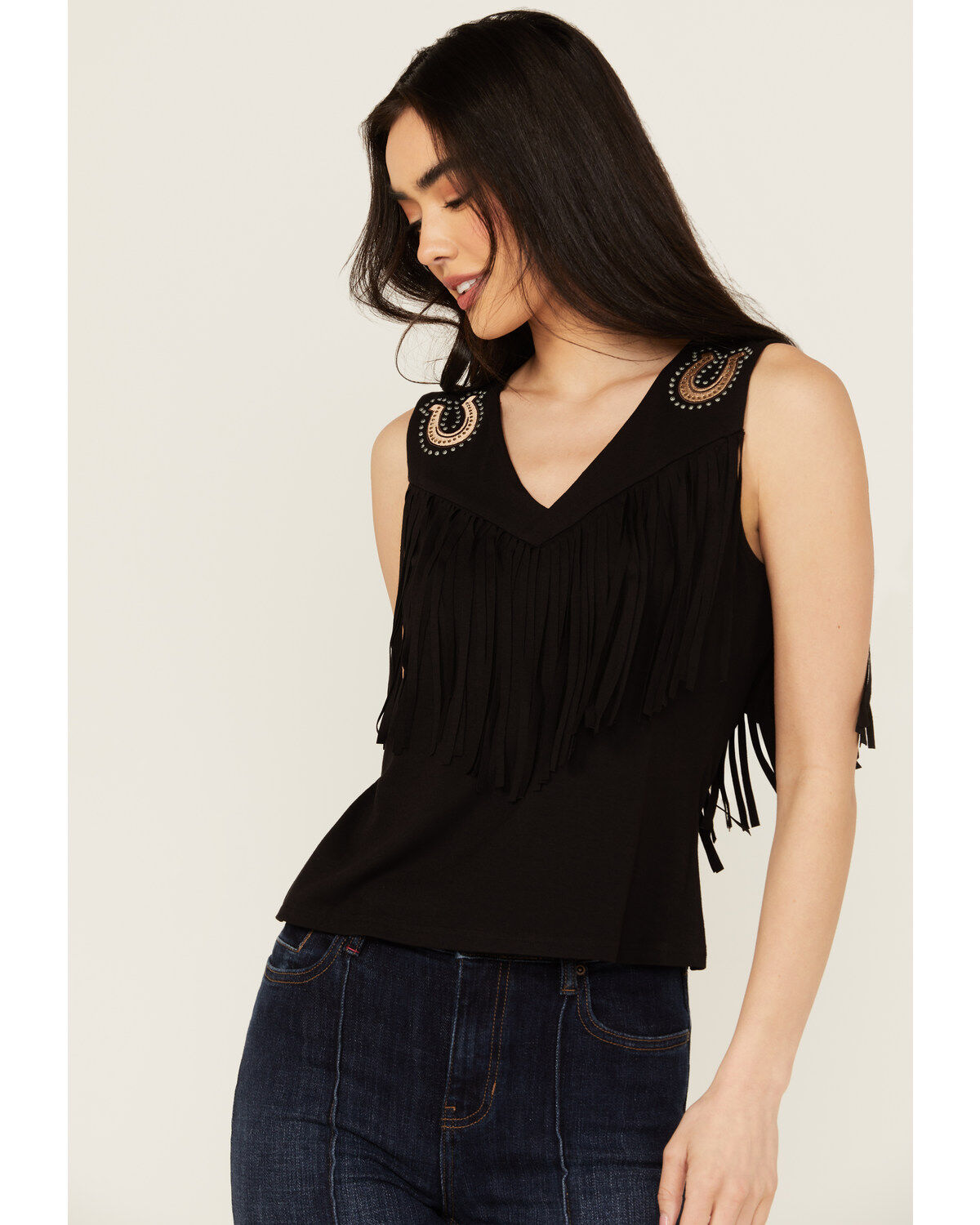 Idyllwind Women's Plateau Embroidered Studded Fringe Tank