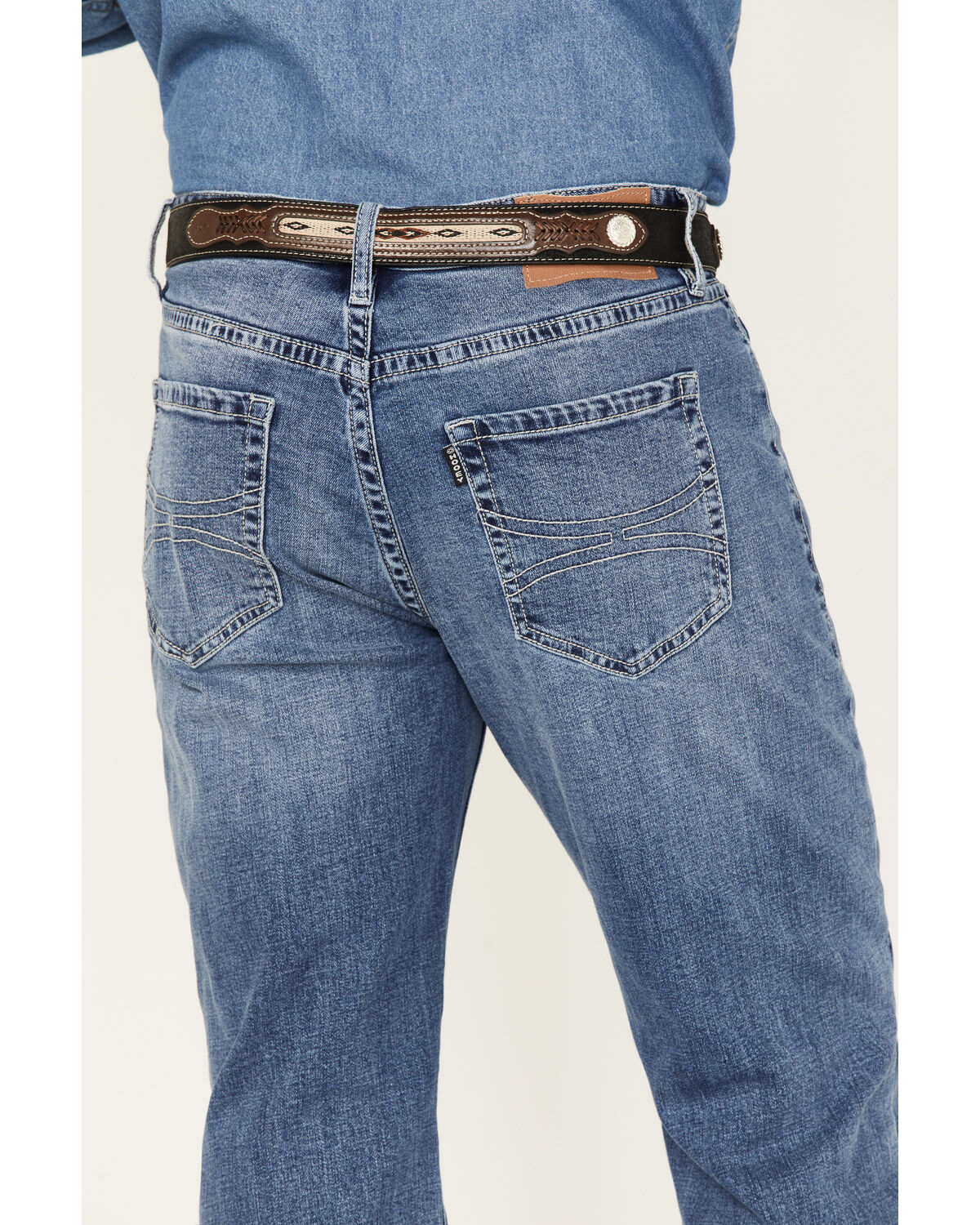 Hooey Men's Double Barrel Medium Wash Stackable Bootleg Jeans