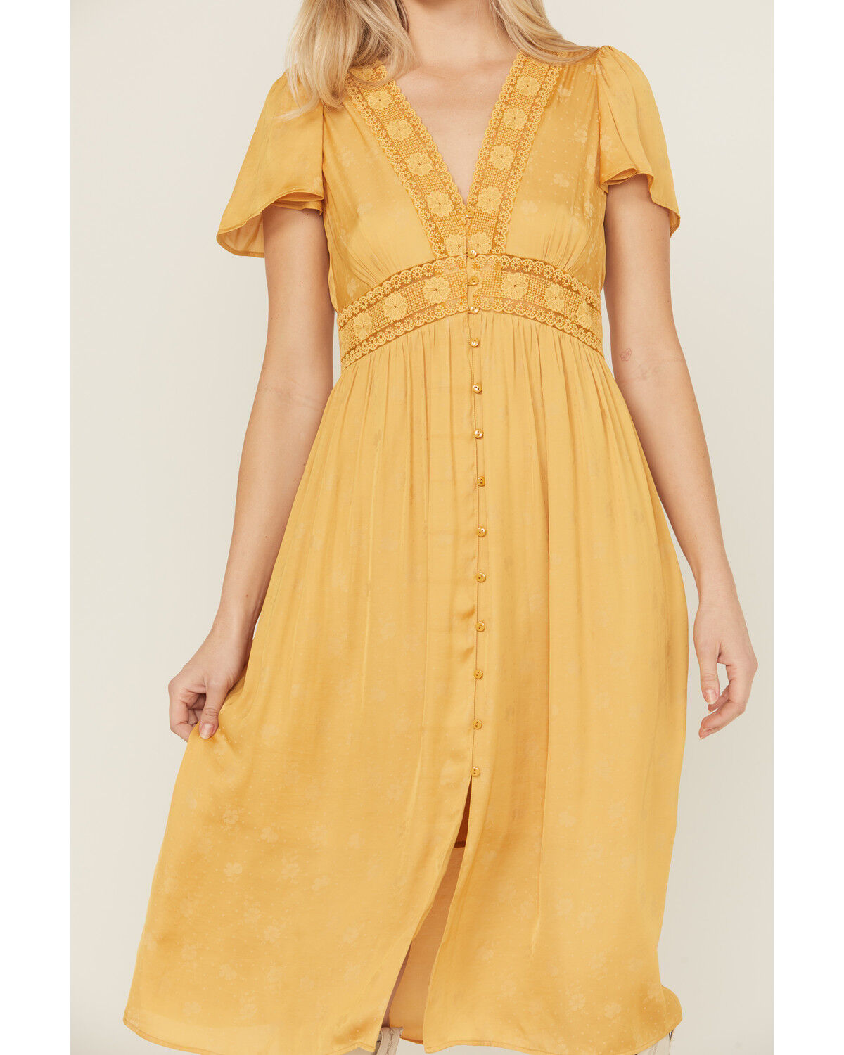 Beyond The Radar Women's Short Sleeve Floral Lace Midi Dress