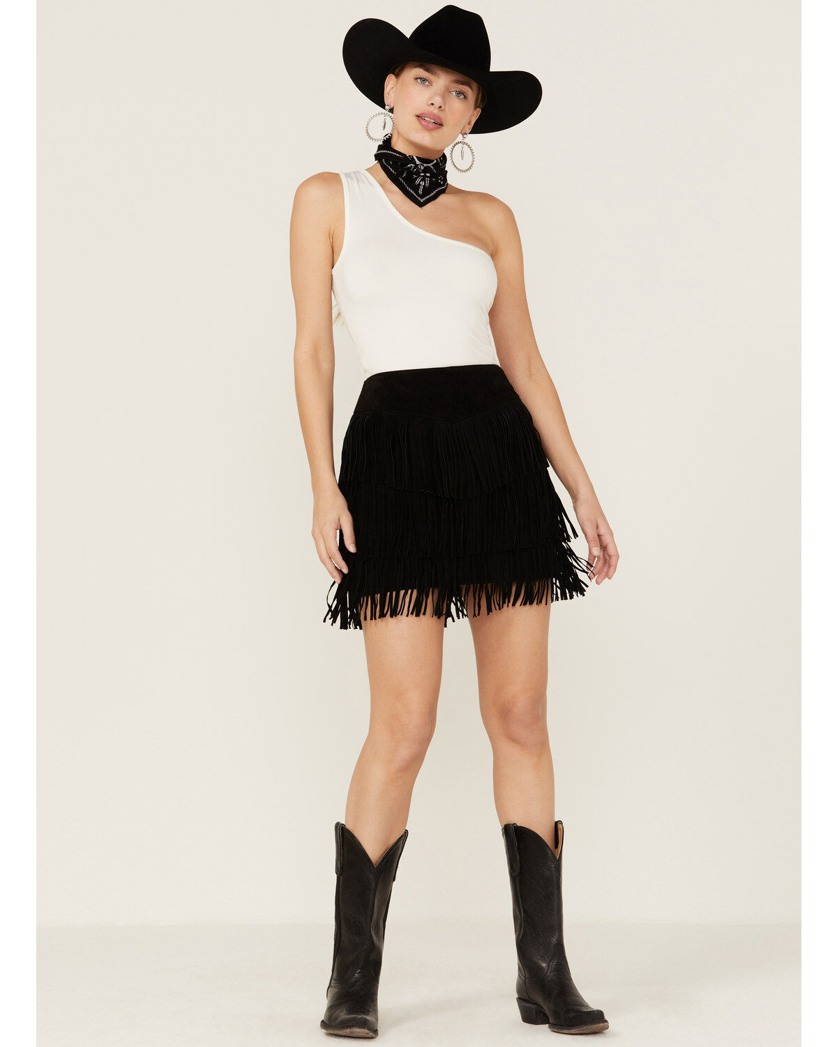 Scully Women's Fringe Tiered Suede Mini Skirt
