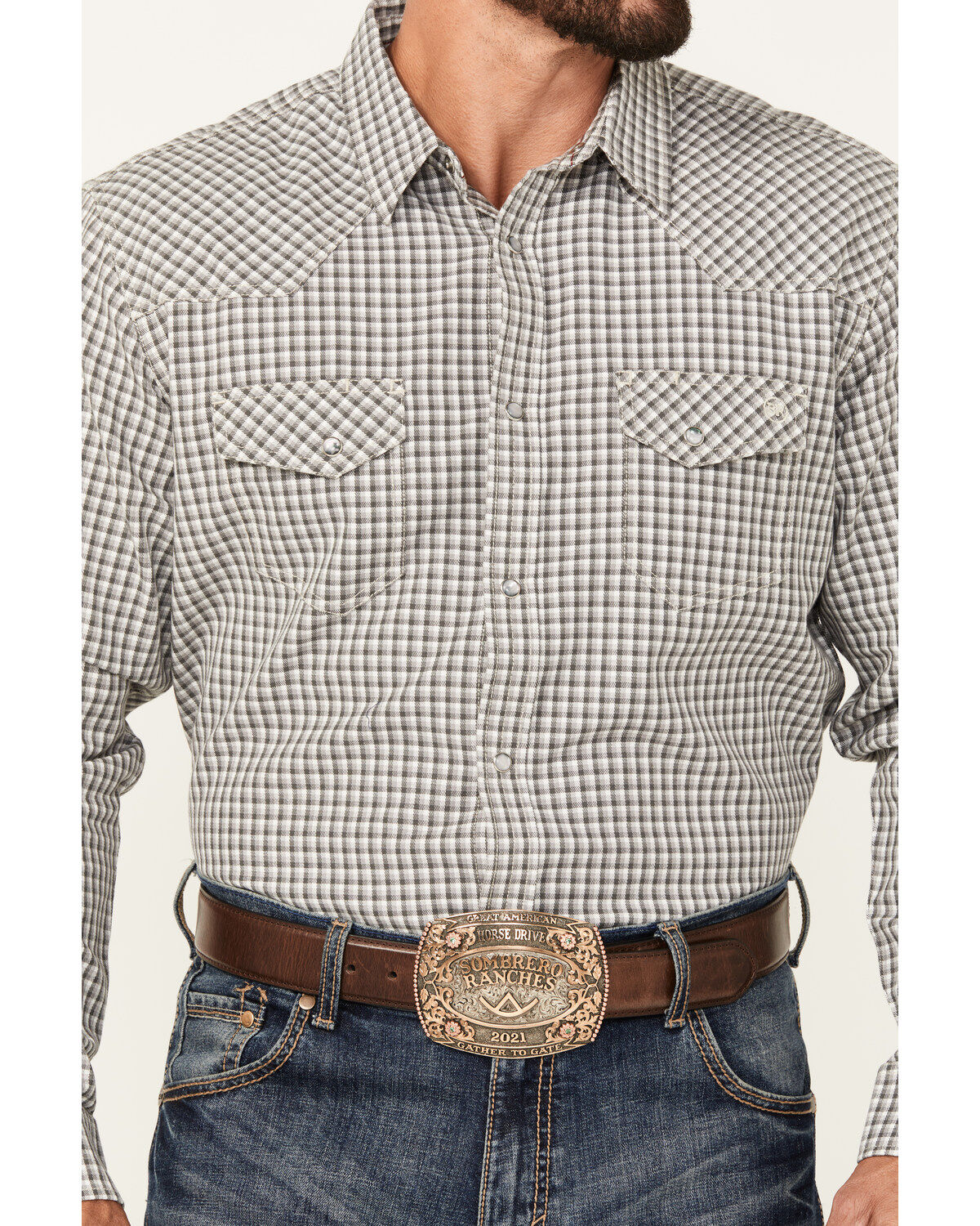 Blue Ranchwear Men's Dickens Gingham Long Sleeve Snap Western Shirt