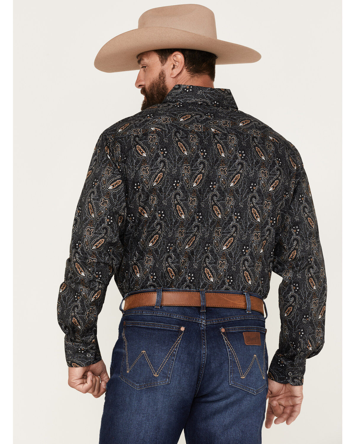 Rock & Roll Denim Men's Paisley Stretch Long Sleeve Button Down Shirt