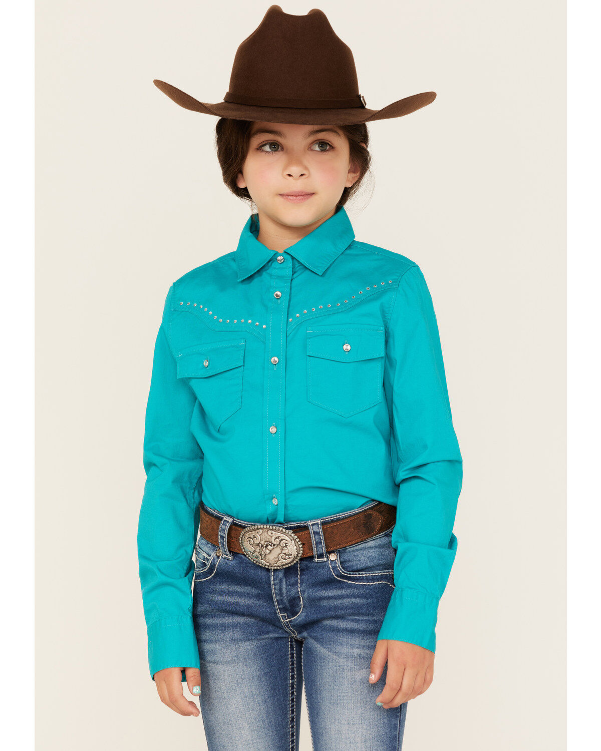 Shyanne Girls' Rhinestone Long Sleeve Western Button Down Shirt