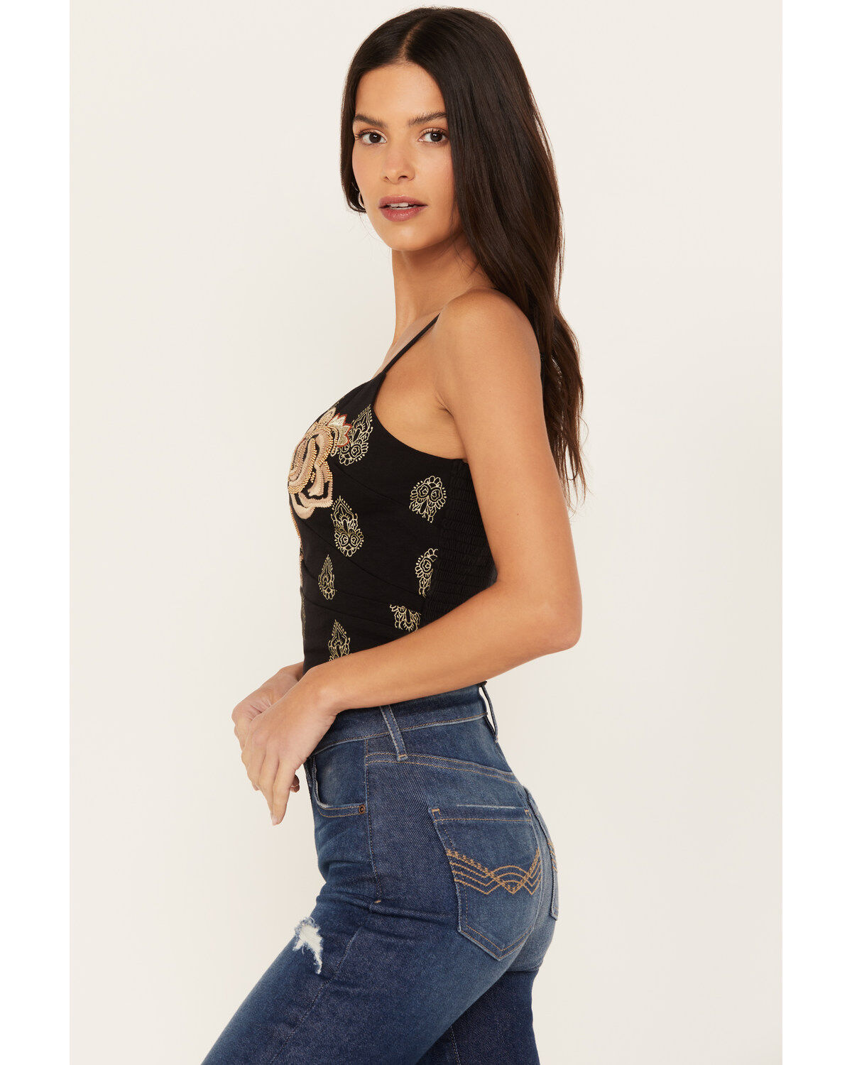 Idyllwind Women's Jessamine Embroidered Smocked Back Crop Top