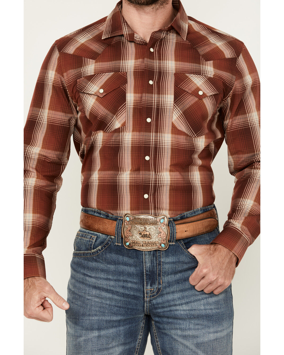 Pendleton Men's Frontier Plaid Print Long Sleeve Snap Western Shirt
