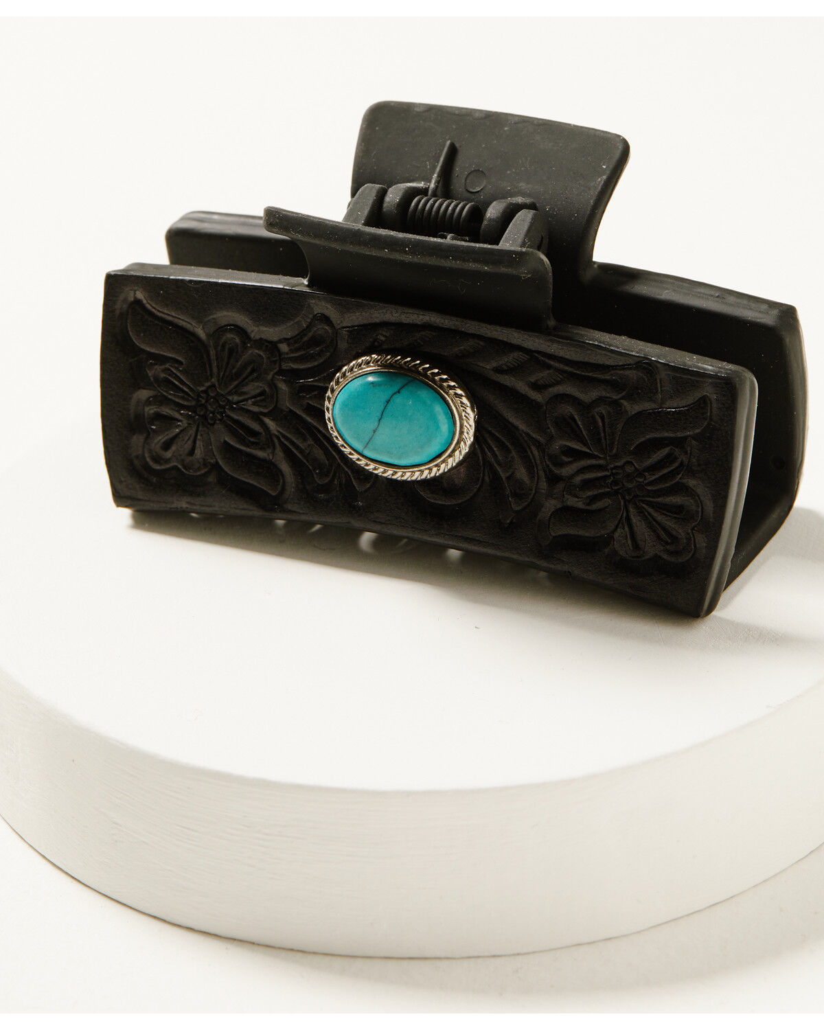 Shyanne Women's Tooled Floral Leather Hair Clip