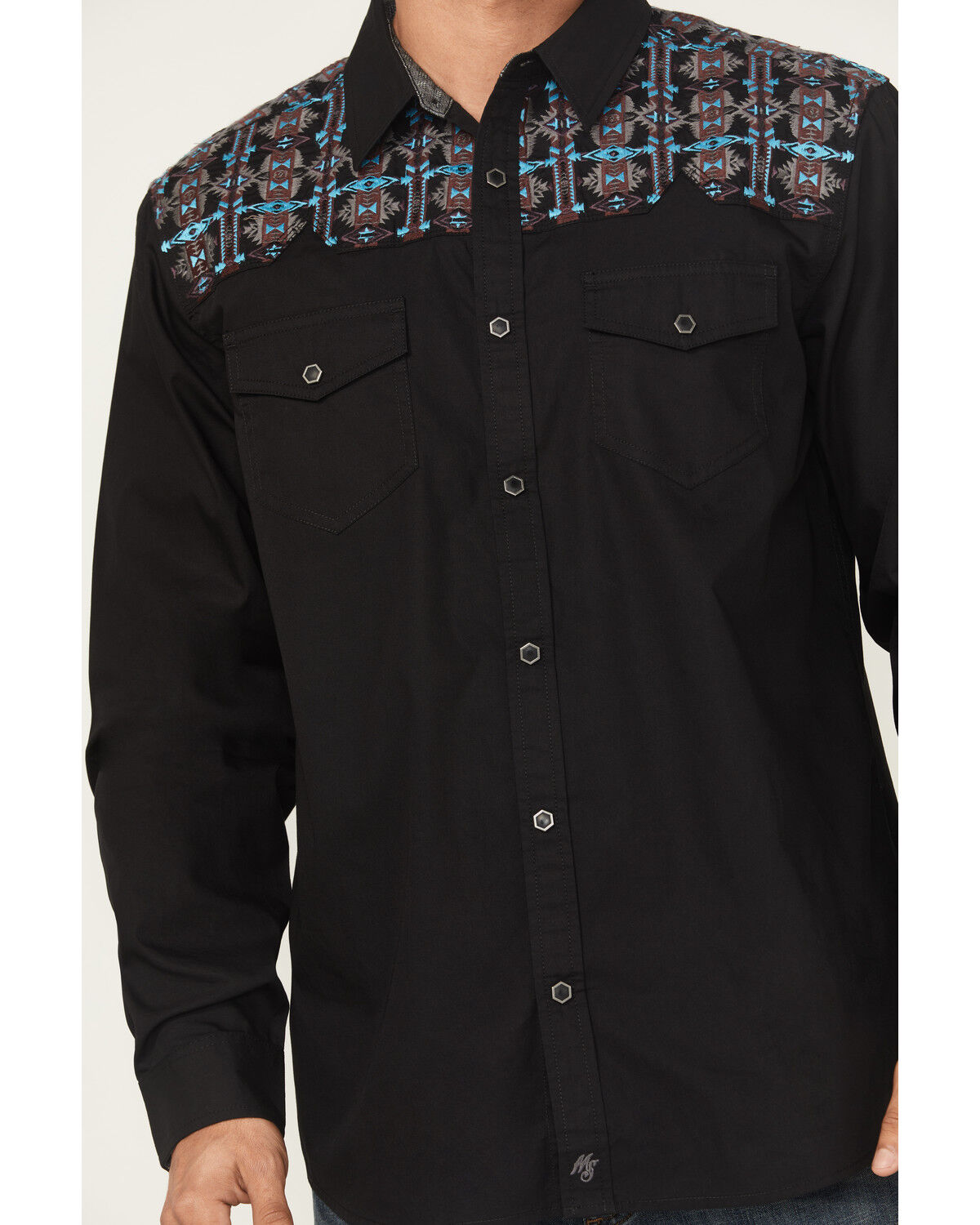 Moonshine Spirit Men's Instinct Embroidered Solid Long Sleeve Snap Western Shirt