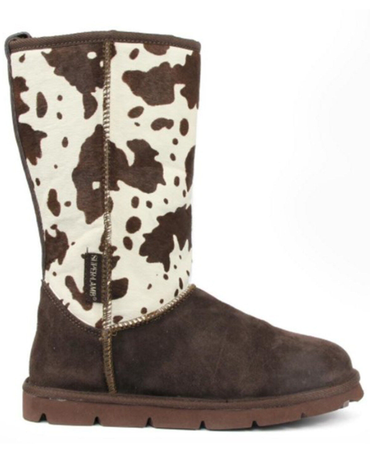Superlamb Women's Turano 11" Cow Print Real Hair-On Casual Pull On Boots - Round Toe