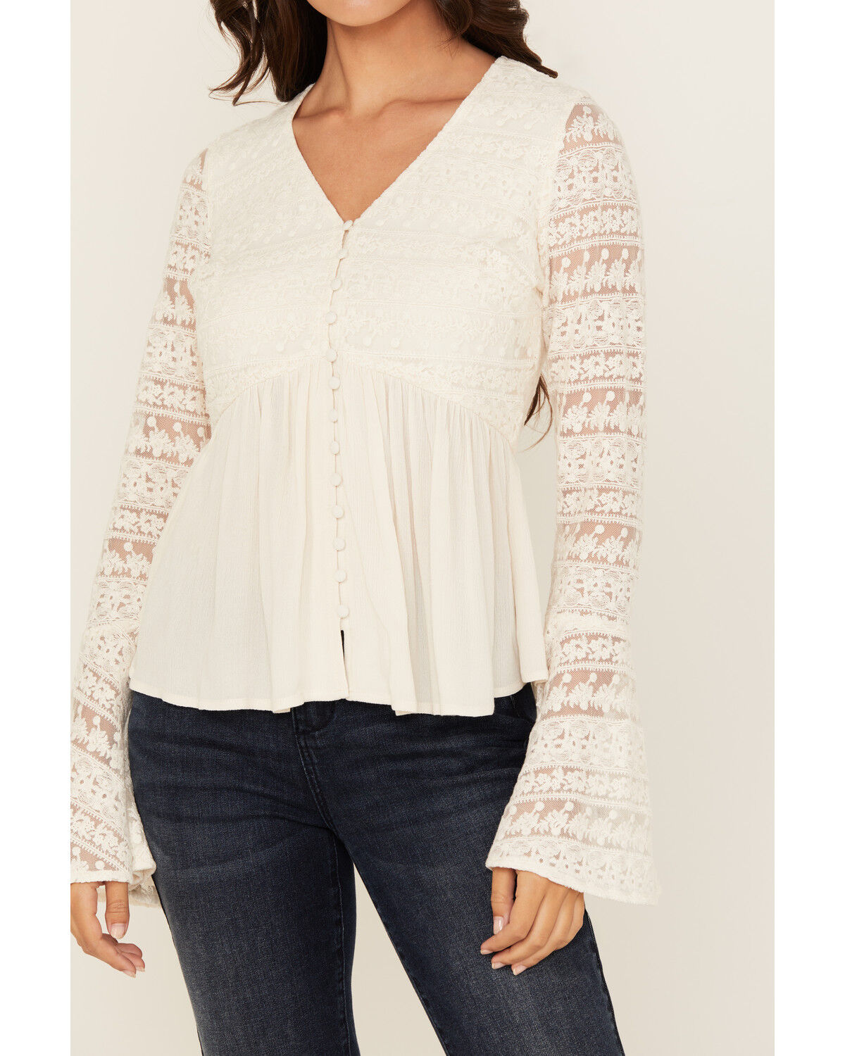 Shyanne Women's Lace Long Sleeve Button-Down Shirt