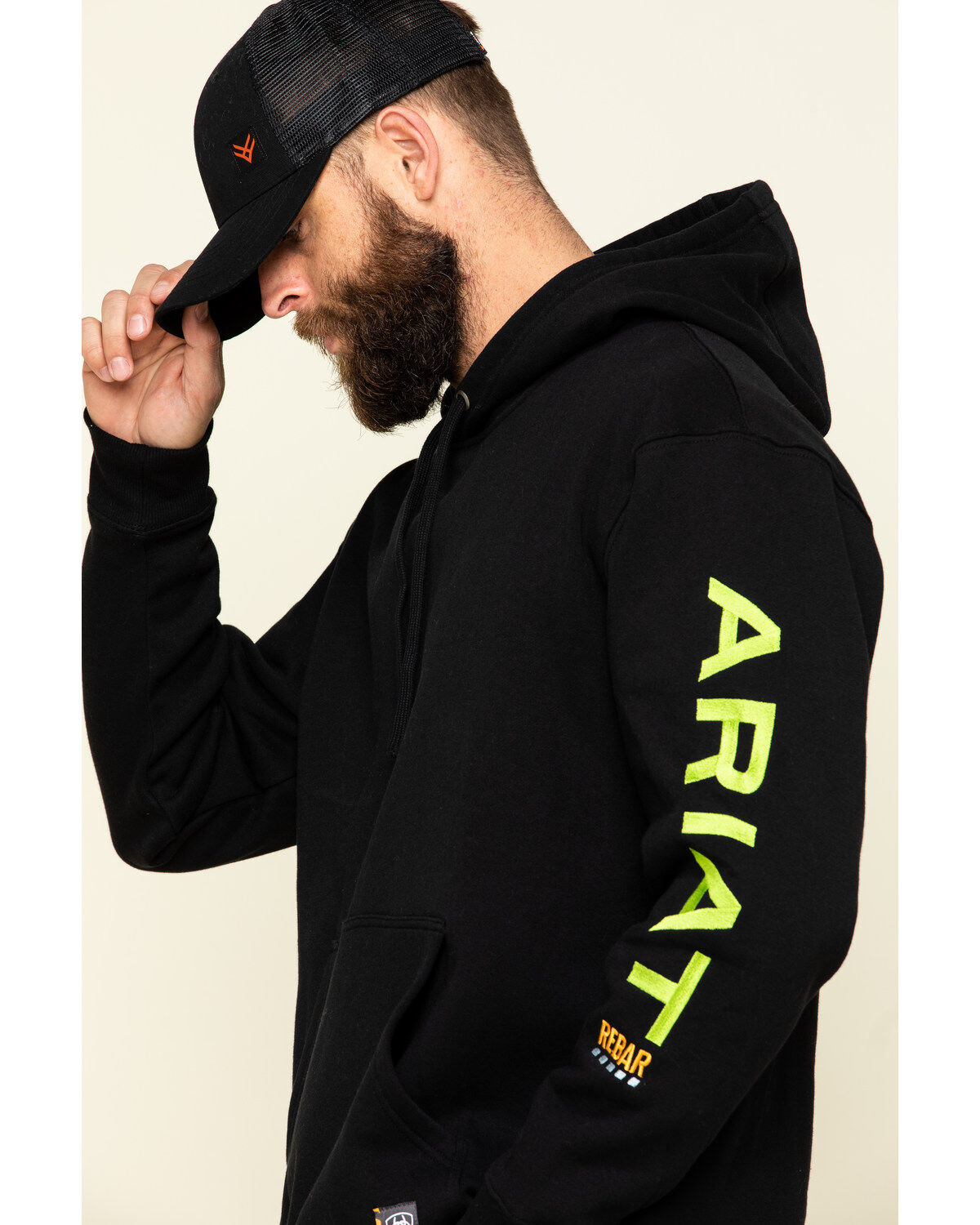 Ariat Men's Black/Lime Rebar Graphic Hooded Work Sweatshirt