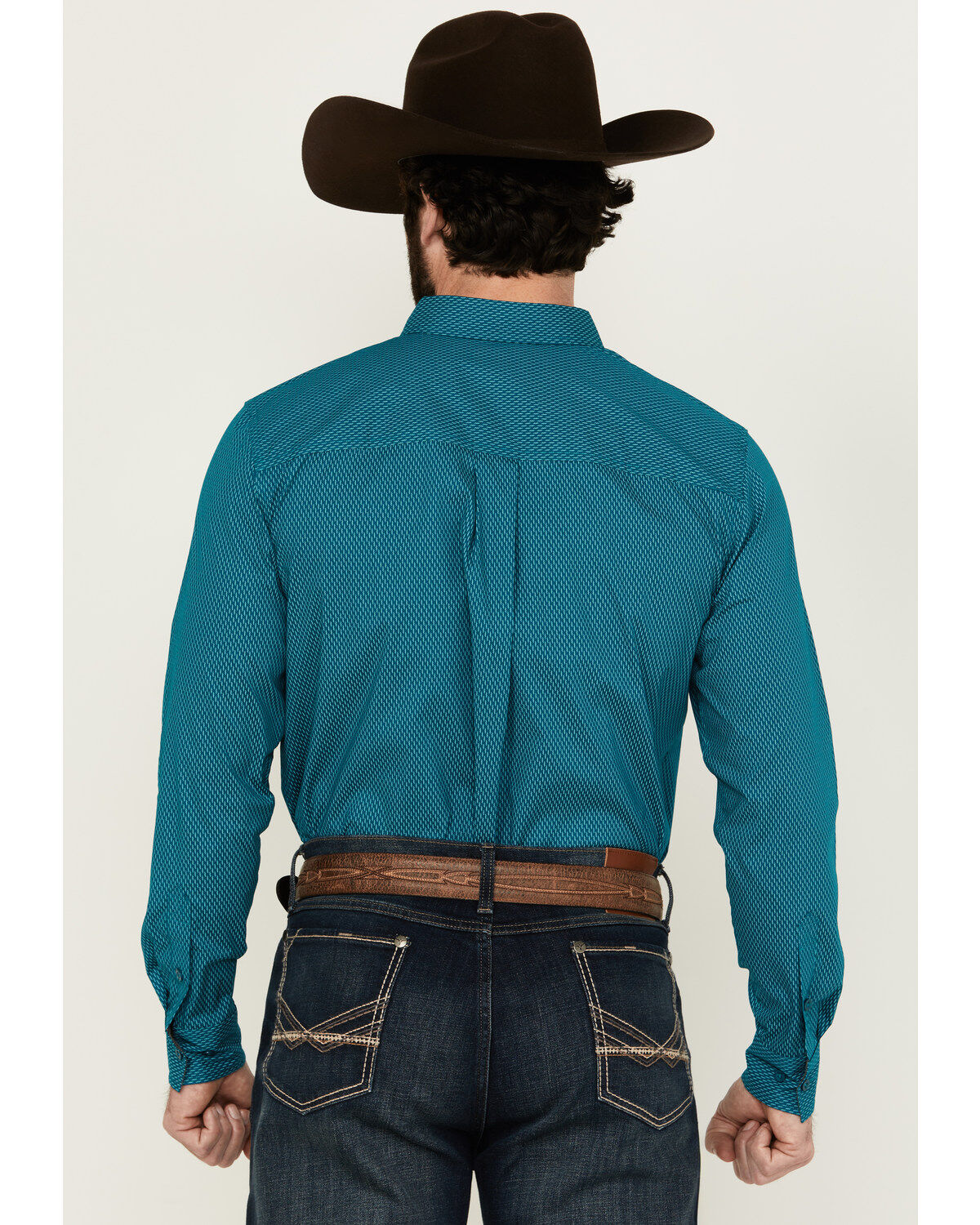 RANK 45® Men's Wagon Geo Print Long Sleeve Button-Down Performance Stretch Western Shirt