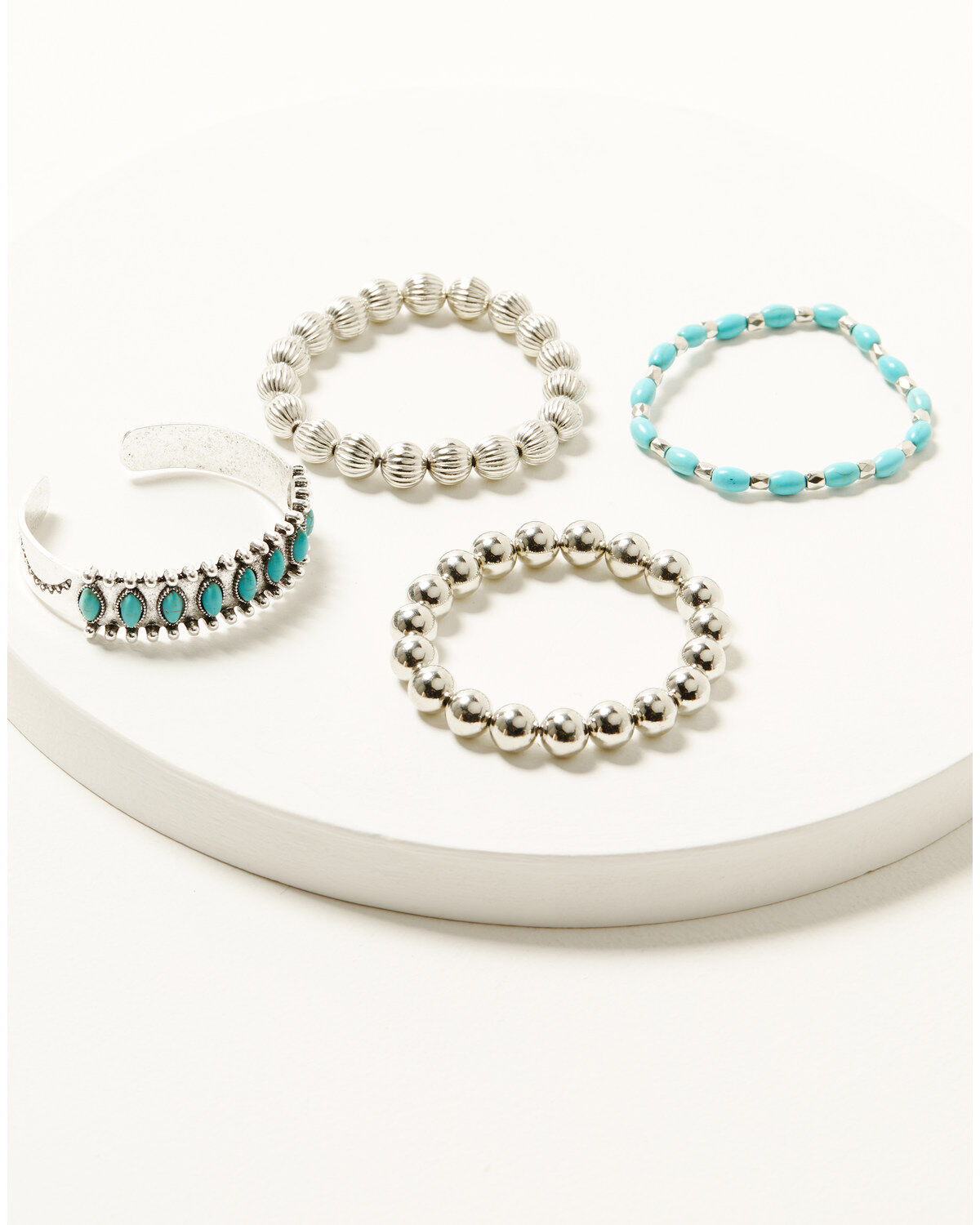Shyanne Women's Cuff and Stretch Bead Statement Bracelet Set - 4 Piece