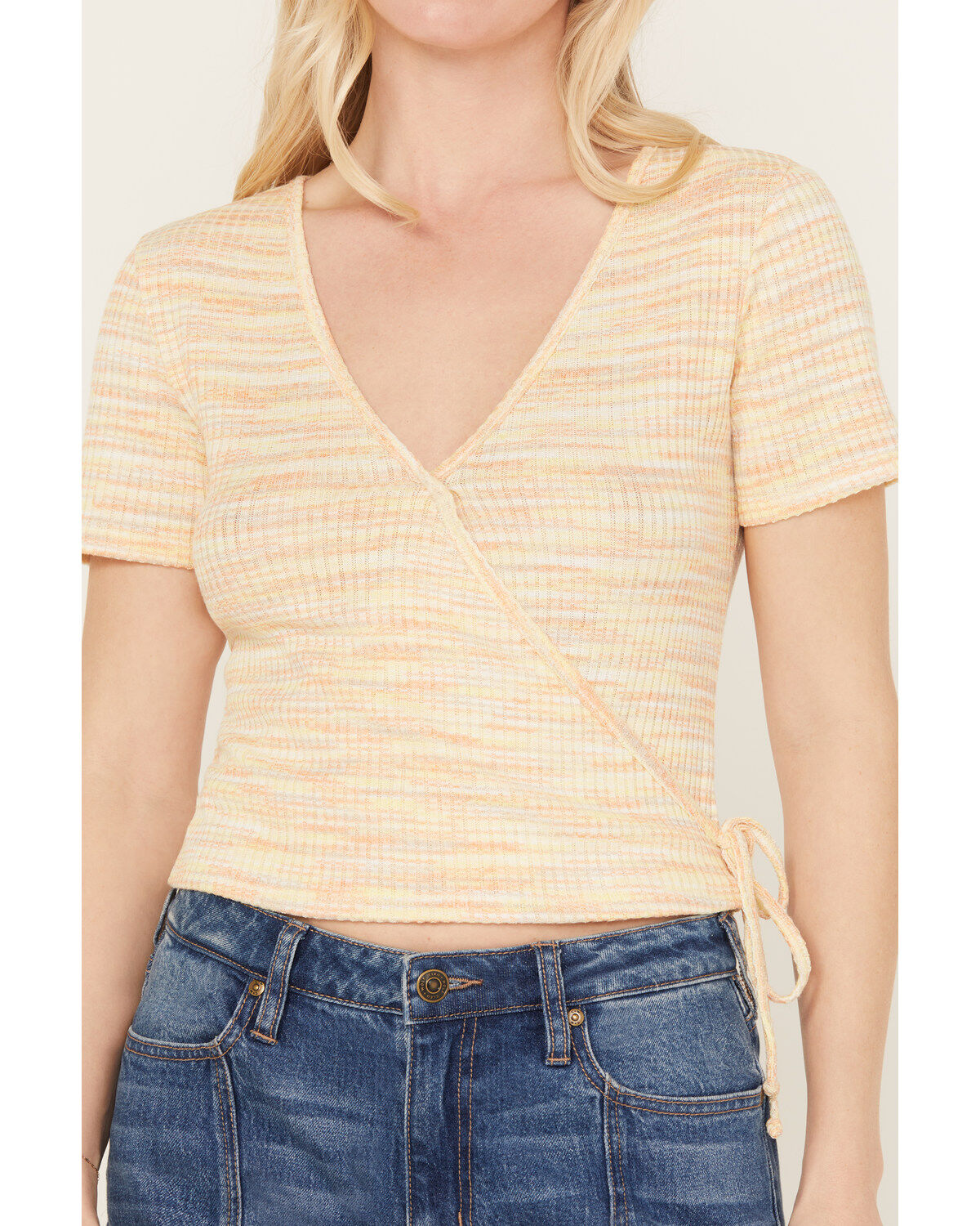 Wild Moss Women's Space Dye Faux Wrap Top