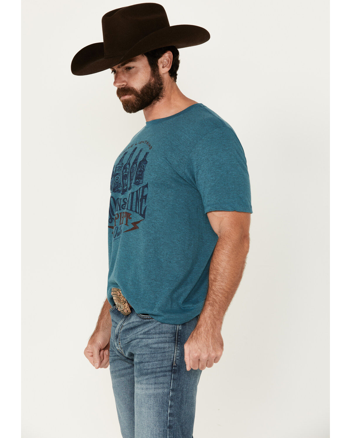 Moonshine Spirit Men's White Lightning Short Sleeve Graphic T-Shirt