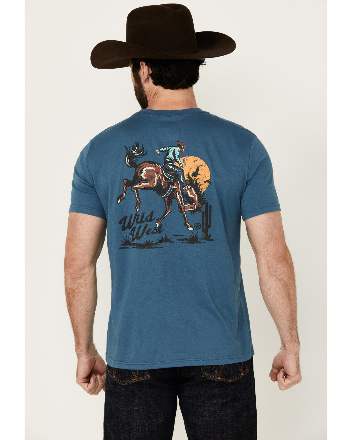 Rock & Roll Denim Men's Wild West Cowboy Short Sleeve Graphic T-Shirt