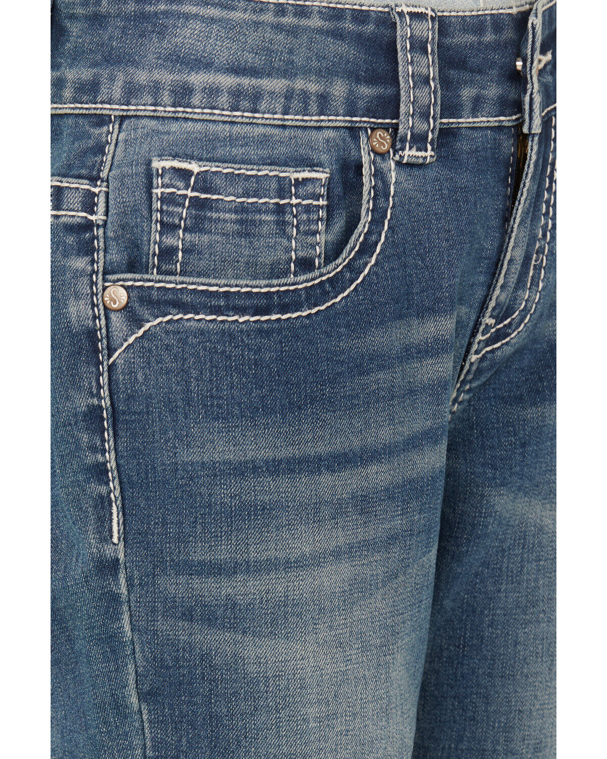 Shyanne Girls' Zig Zag Vertical Pocket Stretch Bootcut Jeans - Big