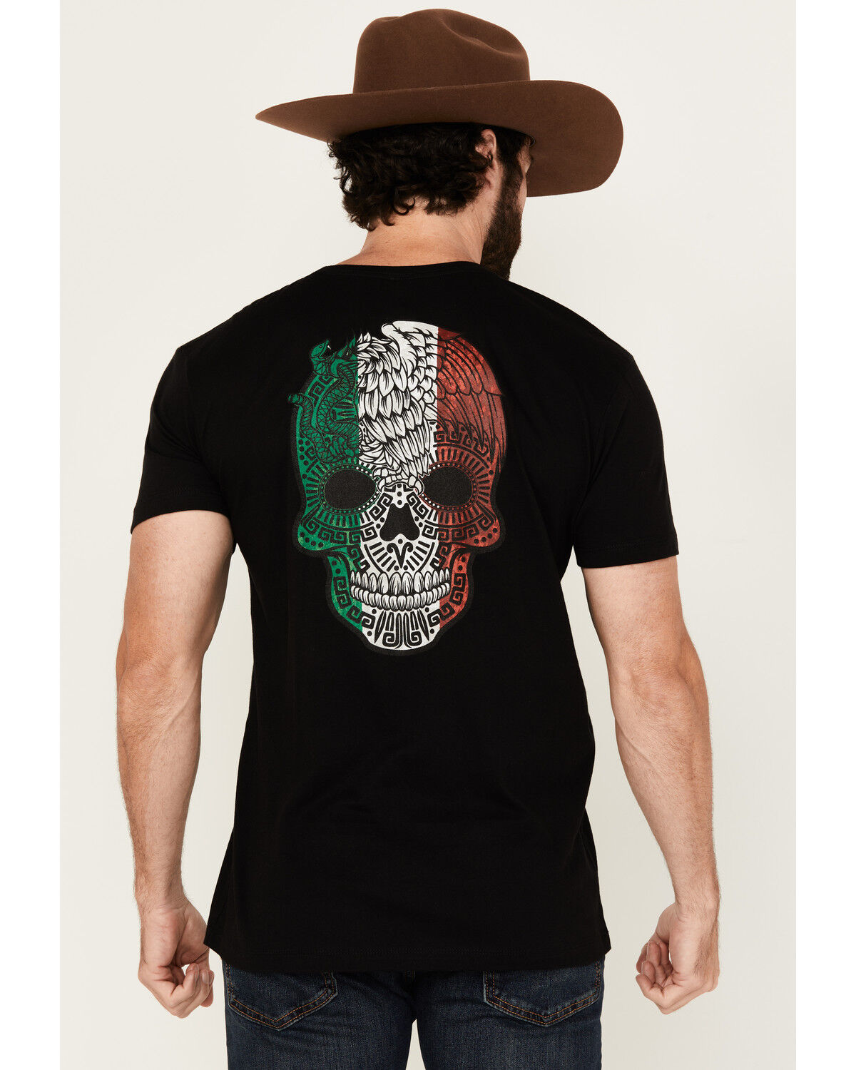 Moonshine Spirit Men's Eagle Skull Mexico Short Sleeve Graphic T-Shirt