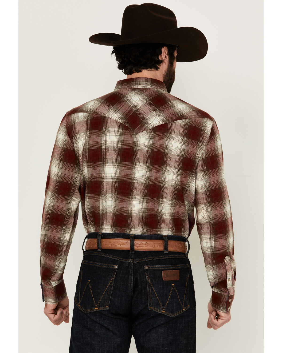 Moonshine Spirit Men's Vino Plaid Print Long Sleeve Snap Western Shirt