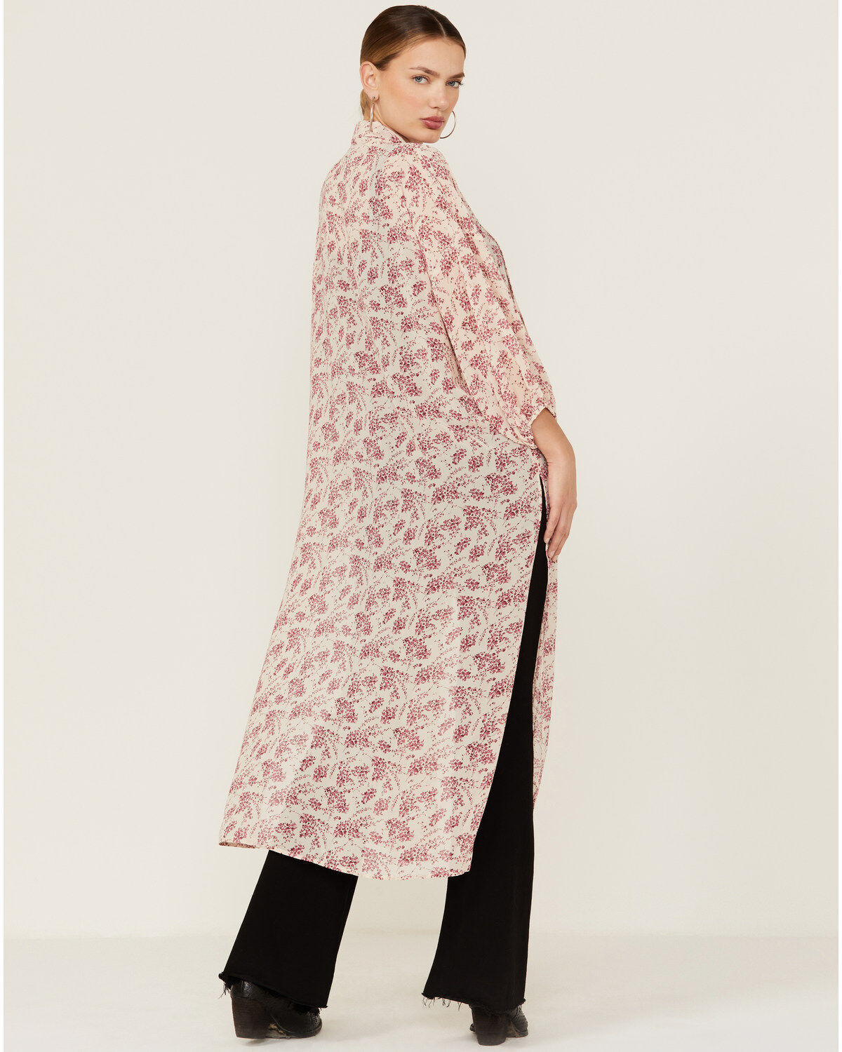 Beyond The Radar Women's Floral Chiffon Duster Maxi Kimono