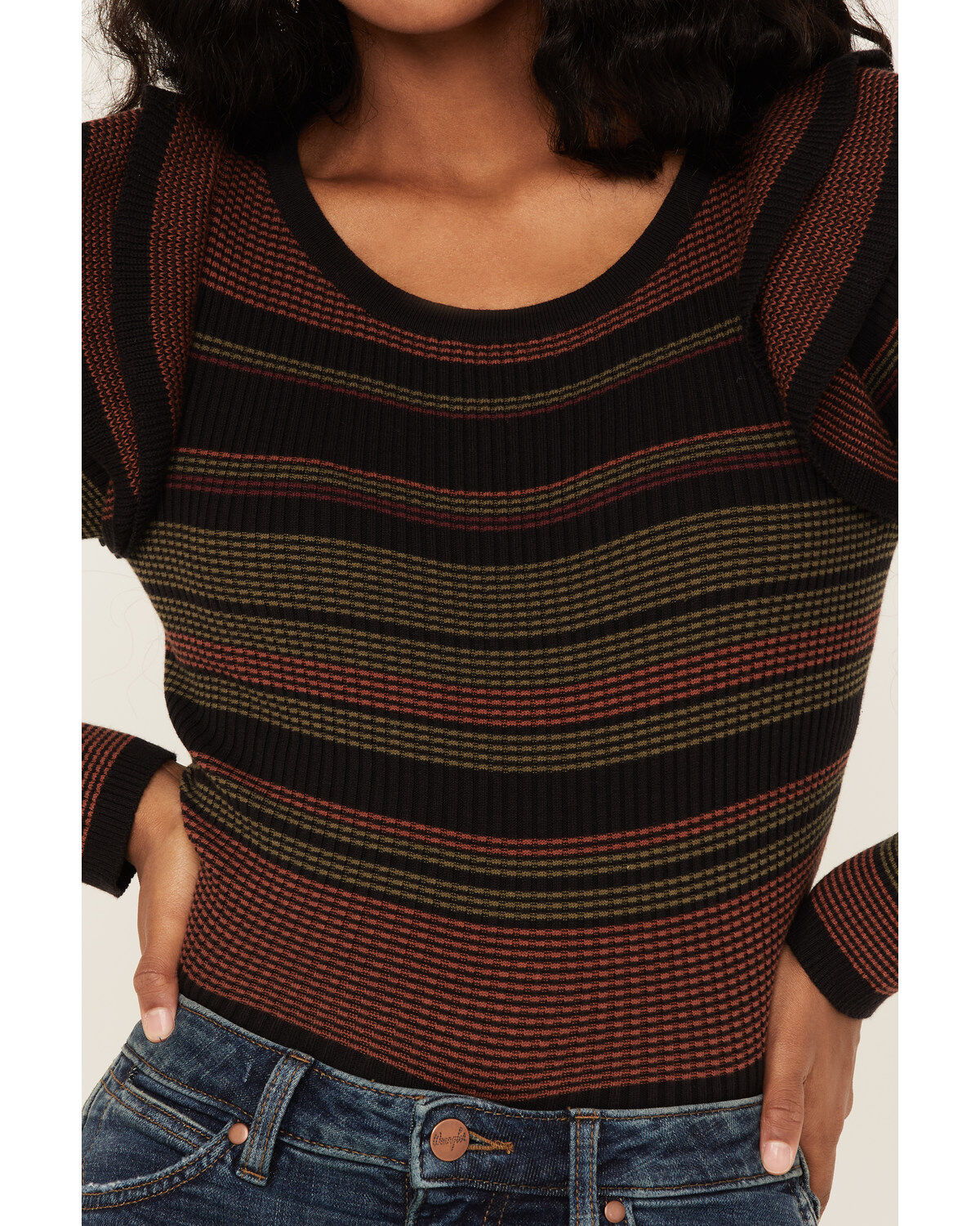 Shyanne Women's Stripe Ribbed Cropped Sweater