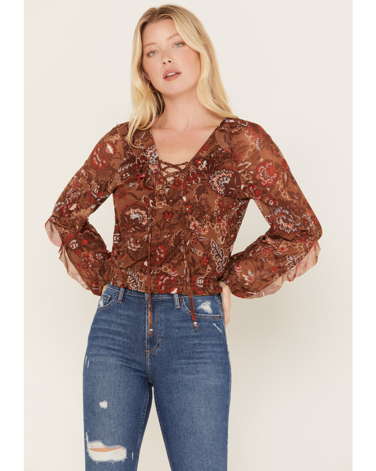 Idyllwind Women's McCoy Meshed Lace-Up Top