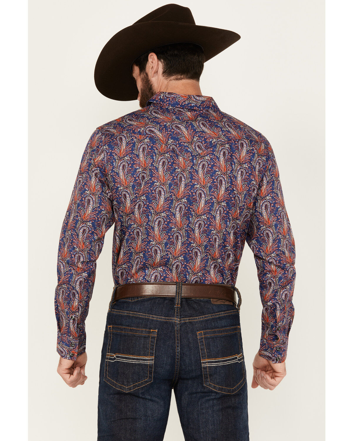 Cody James Men's Jefferson Paisley Print Long Sleeve Snap Western Shirt - Big