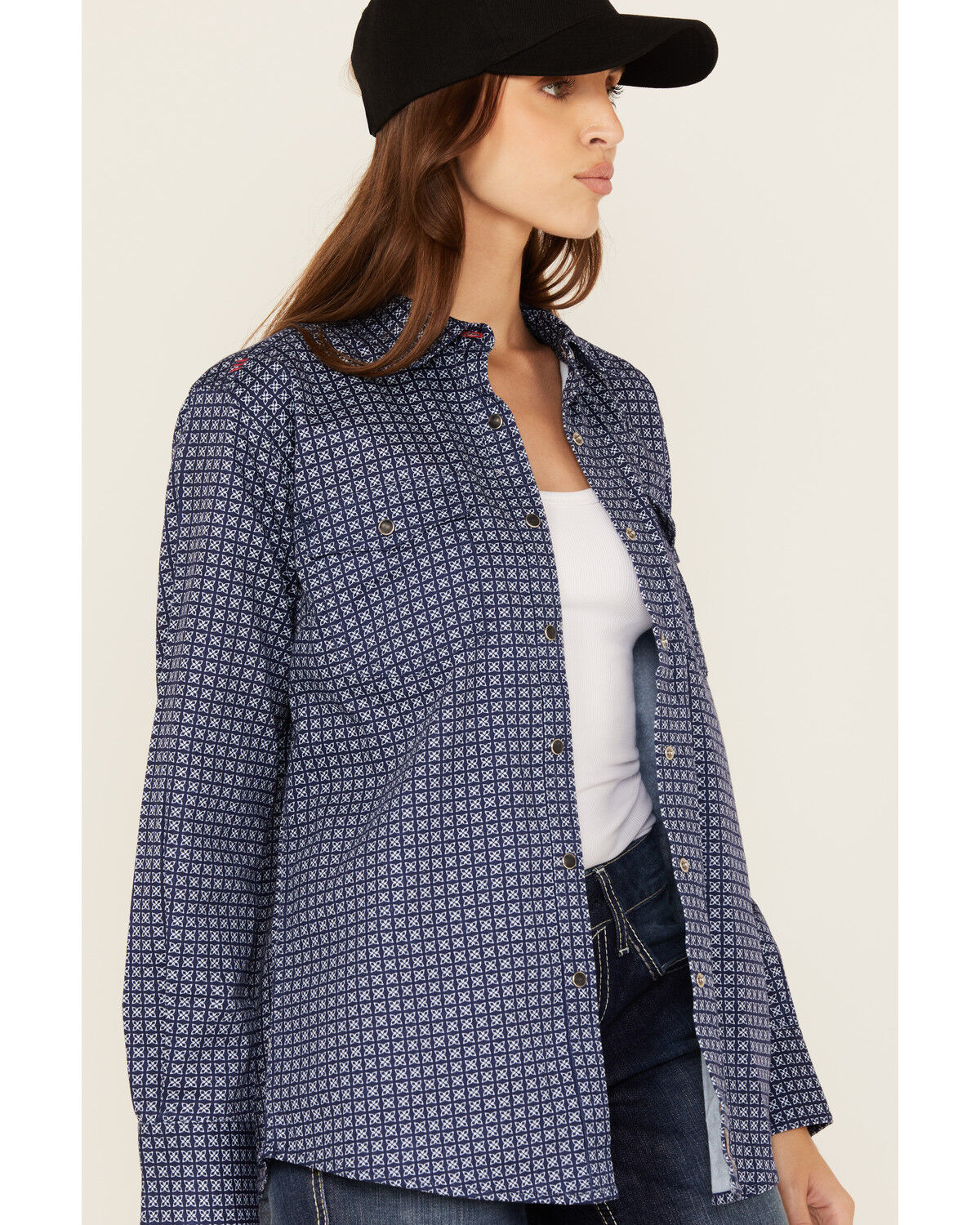 Ariat Women's FR Beverly Geo Print Long Sleeve Snap Work Shirt