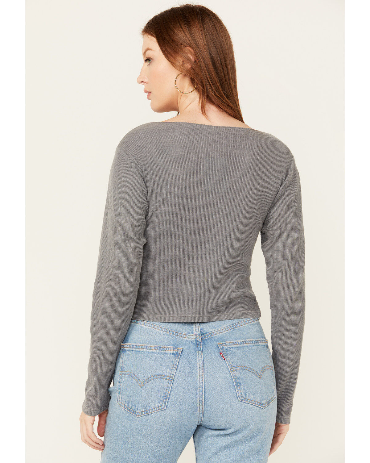 Cleo + Wolf Women's Off The Grid Cropped Rib Knit Long Sleeve Tee