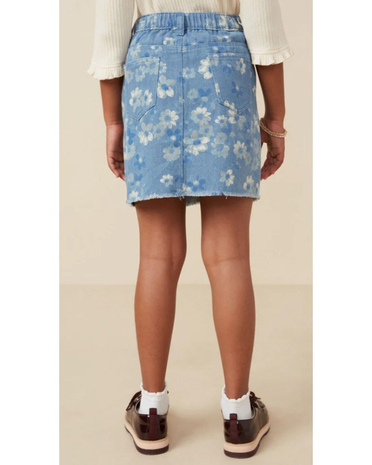 Hayden La Girls' Floral High Rise Denim Skirt