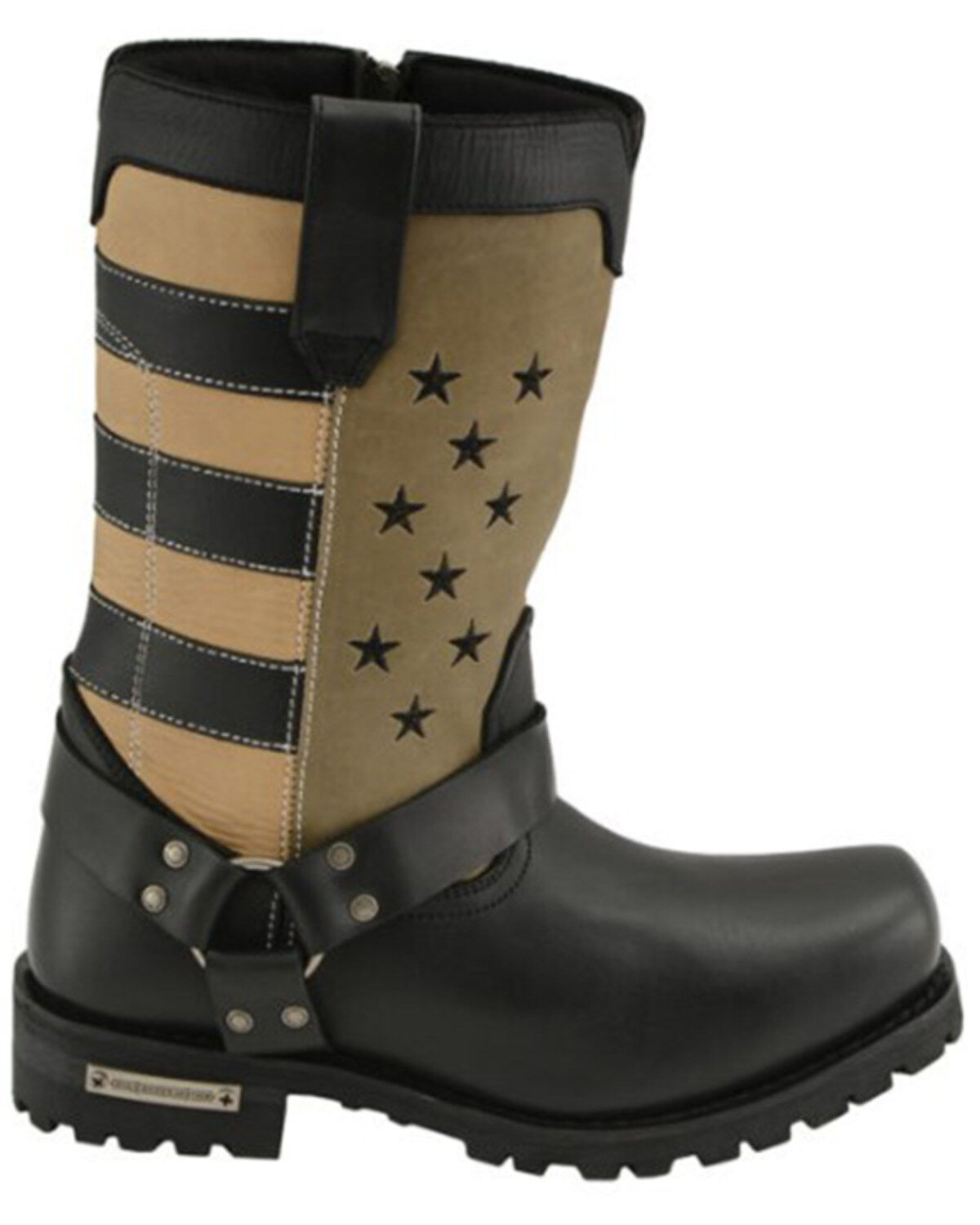 Milwaukee Leather Men's Stars And Stripes Motorcycle Harness Boots Square Toe - Extended Sizes