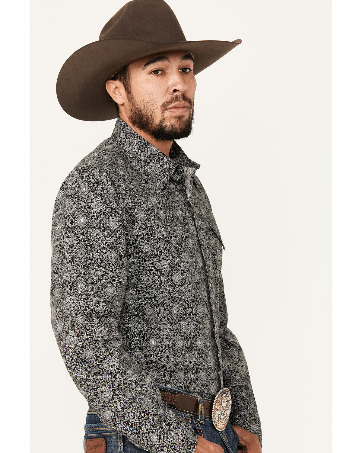 Stetson Men's Medallion Print Long Sleeve Snap Western Shirt