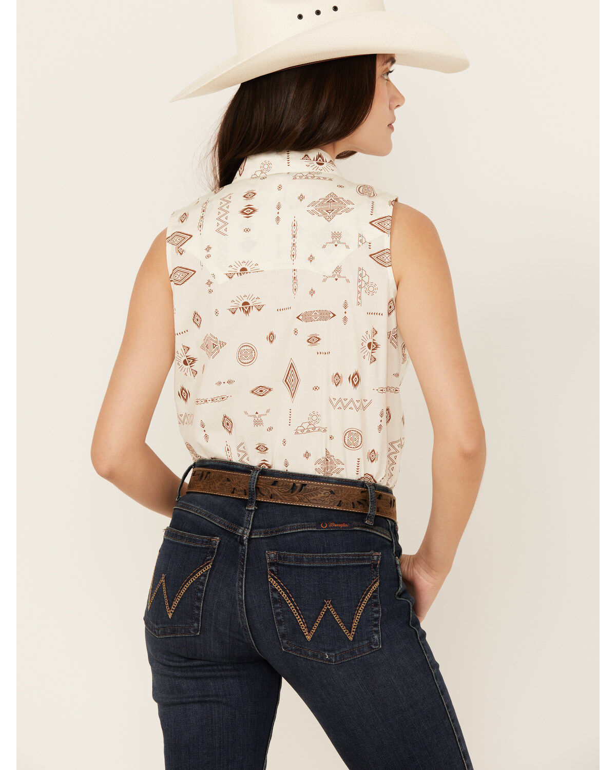 Shyanne Women's Desert Print Sleeveless Snap Western Shirt