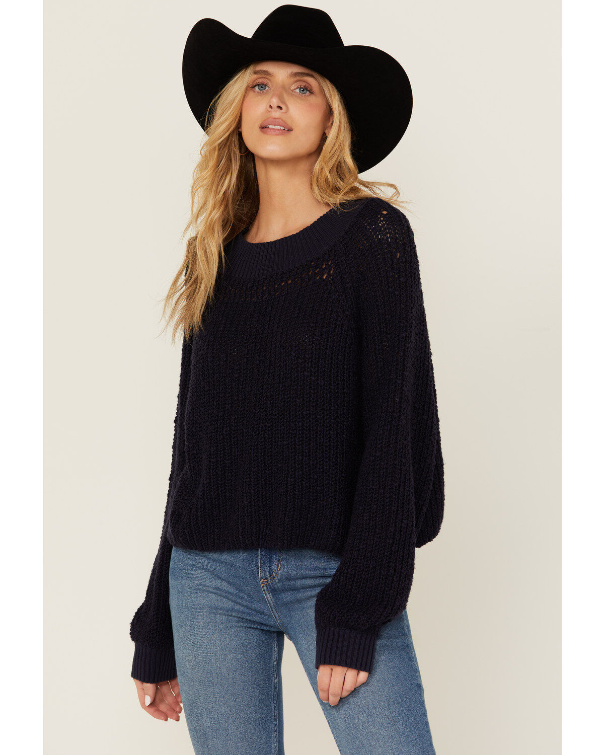 Cleo + Wolf Women's Celine Open Weave Cropped Sweater