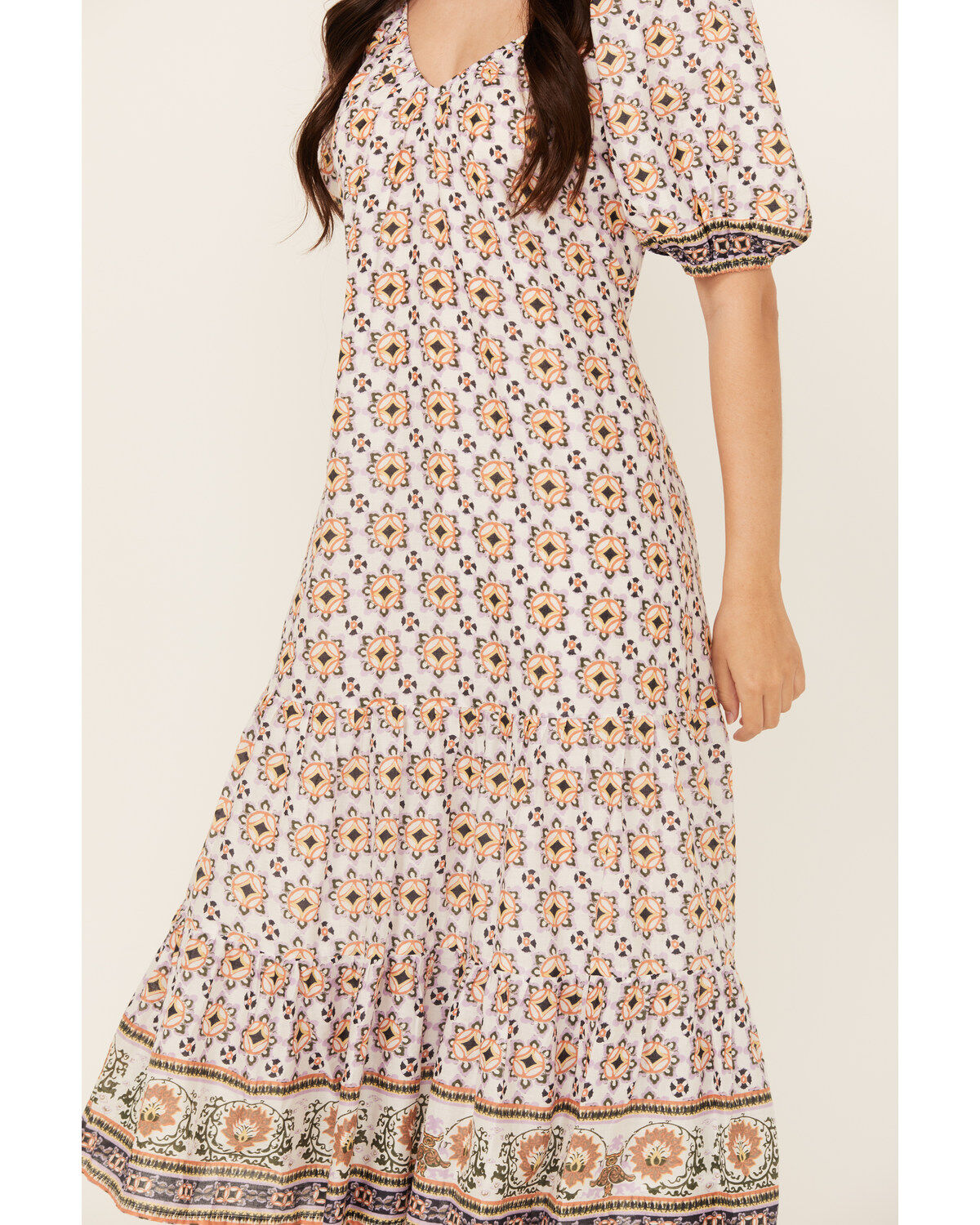 Cleobella Women's Paula Geo Print Short Sleeve Midi Dress