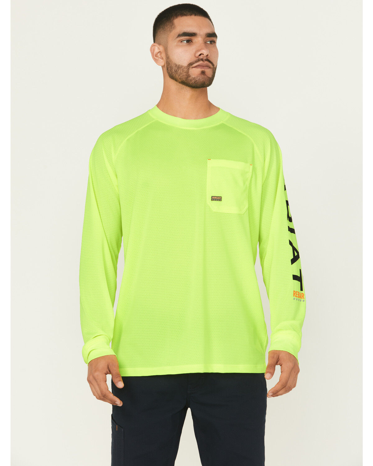 Ariat Men's Lime Rebar Heat Fighter Long Sleeve Work Pocket T-Shirt