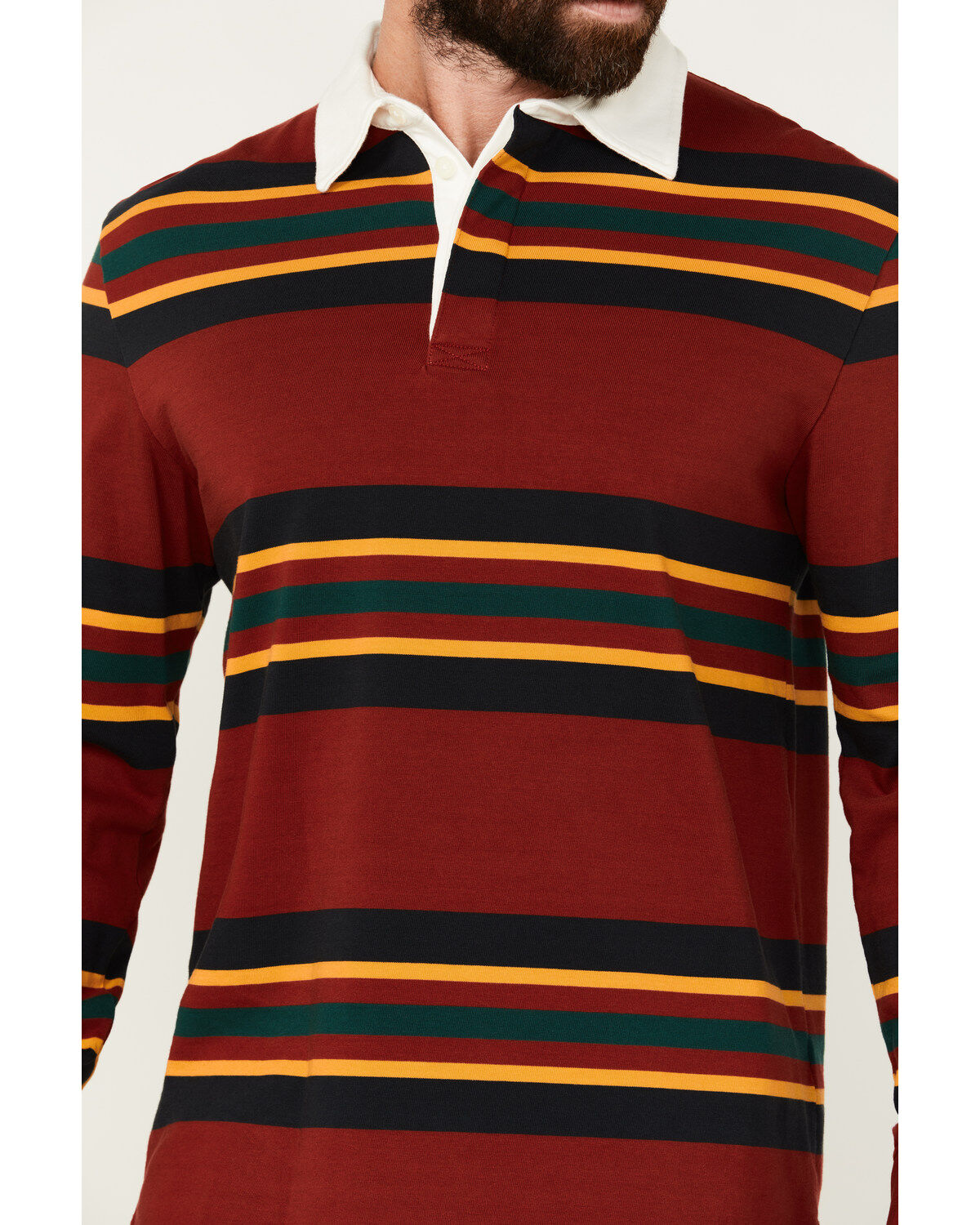 Pendleton Men's Decker Rugby Striped Long Sleeve Polo Shirt
