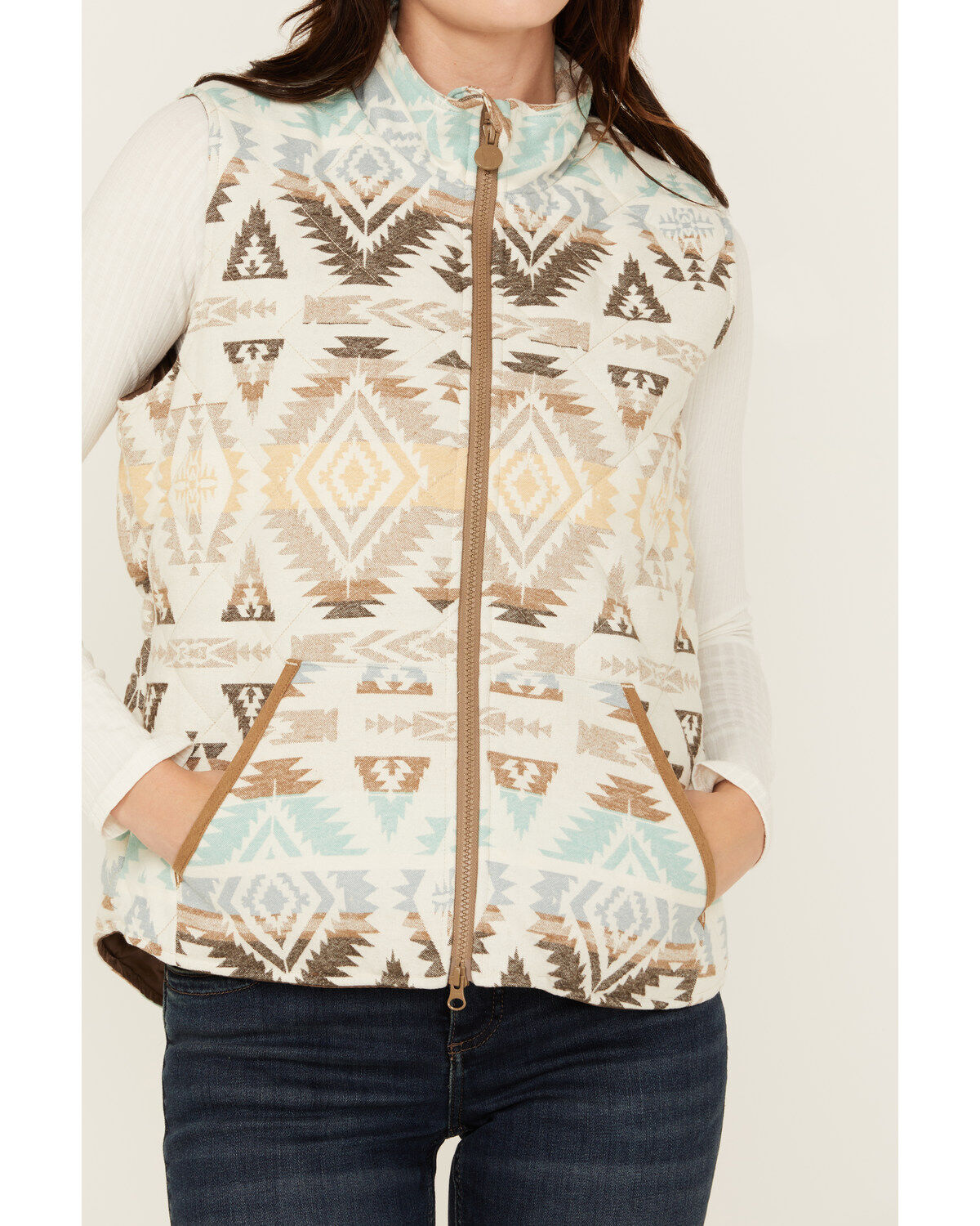 Outback Trading Co Women's Rosalie Southwestern Print Zip-Up Vest