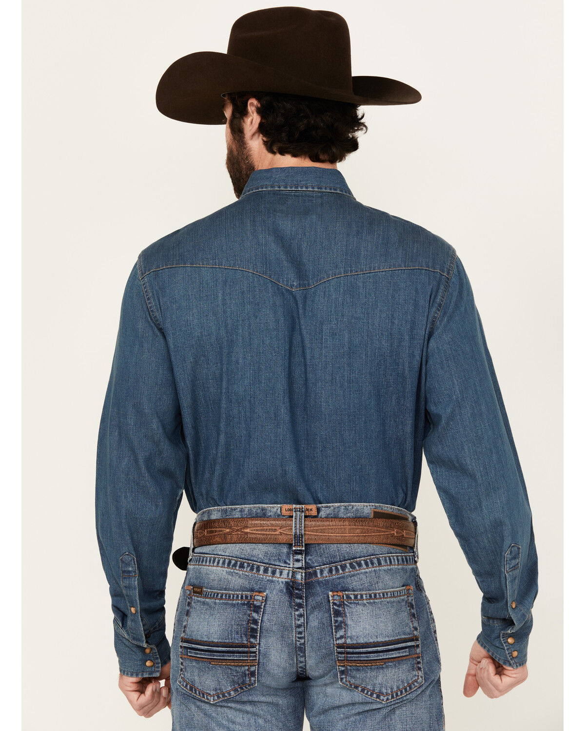 Wrangler Men's Dark Wash Denim Long Sleeve Snap Western Shirt