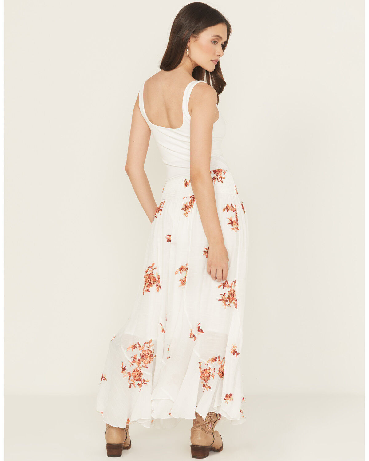 Wild Moss Women's Embroidered Midi Skirt