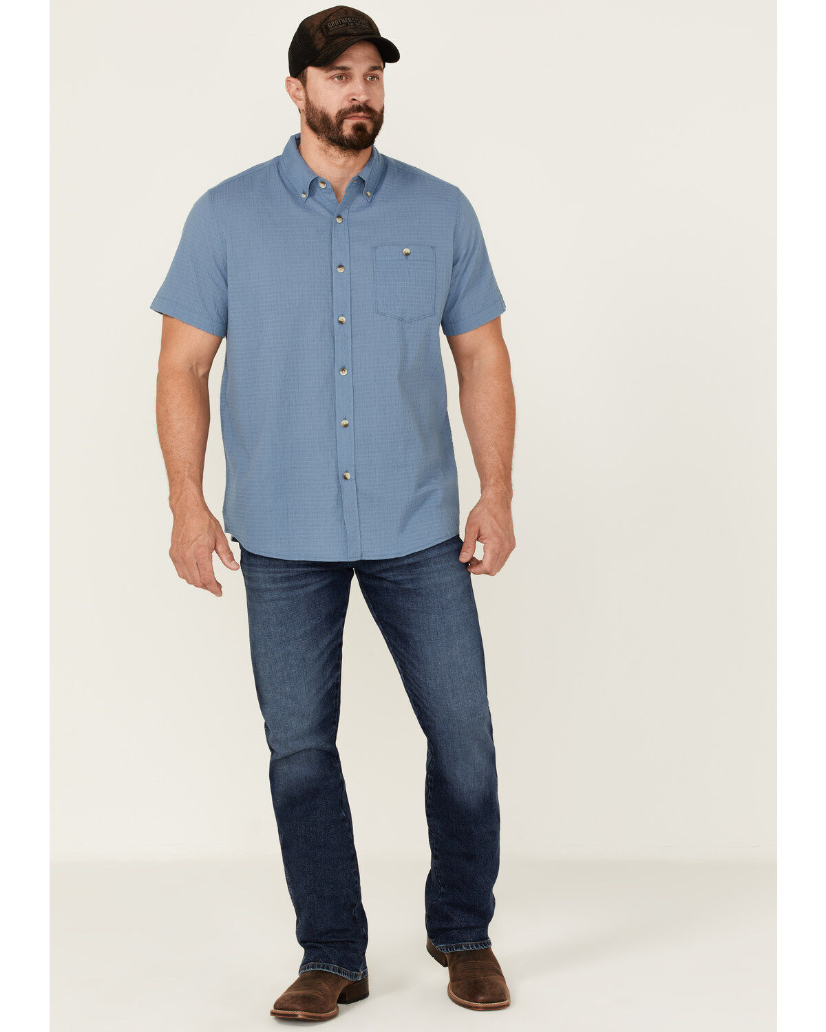 North River Men's Seersucker Short Sleeve Button Down Western Shirt