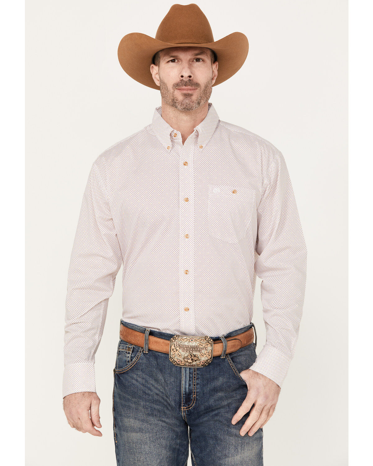 Wrangler Men's Classics Printed Long Sleeve Button Down Western Shirt