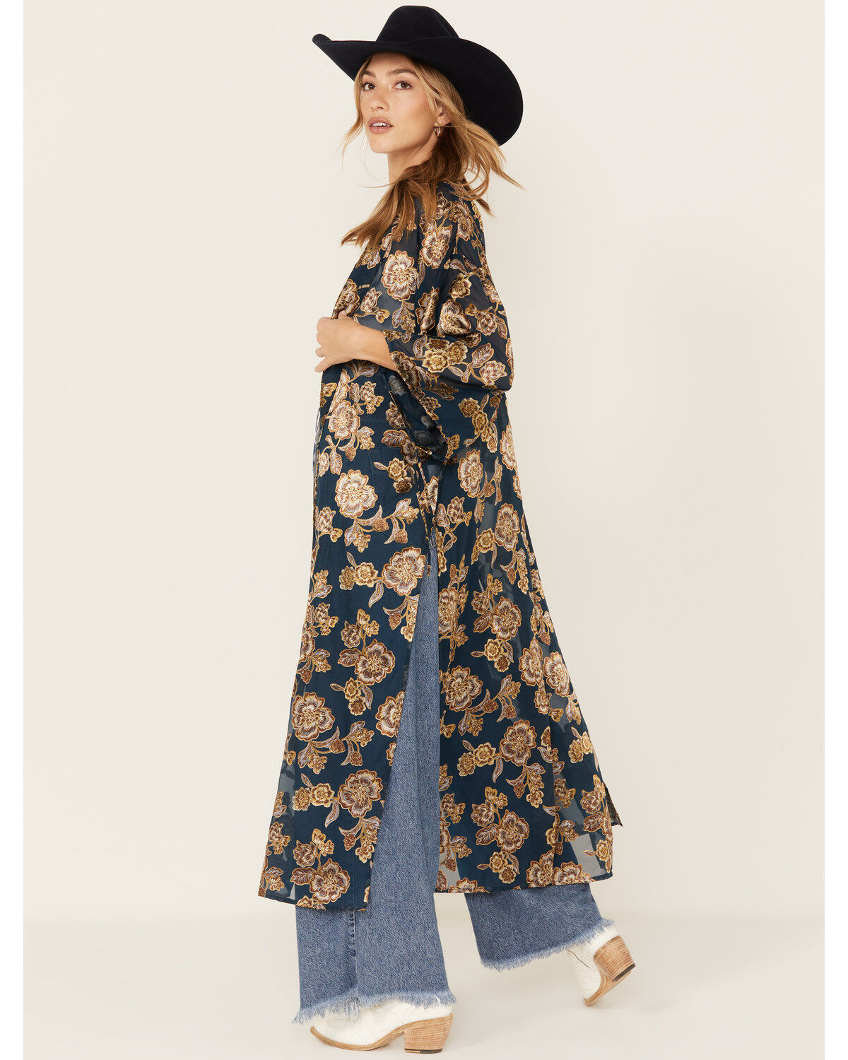 Shyanne Women's Burnout Floral Print Kimono