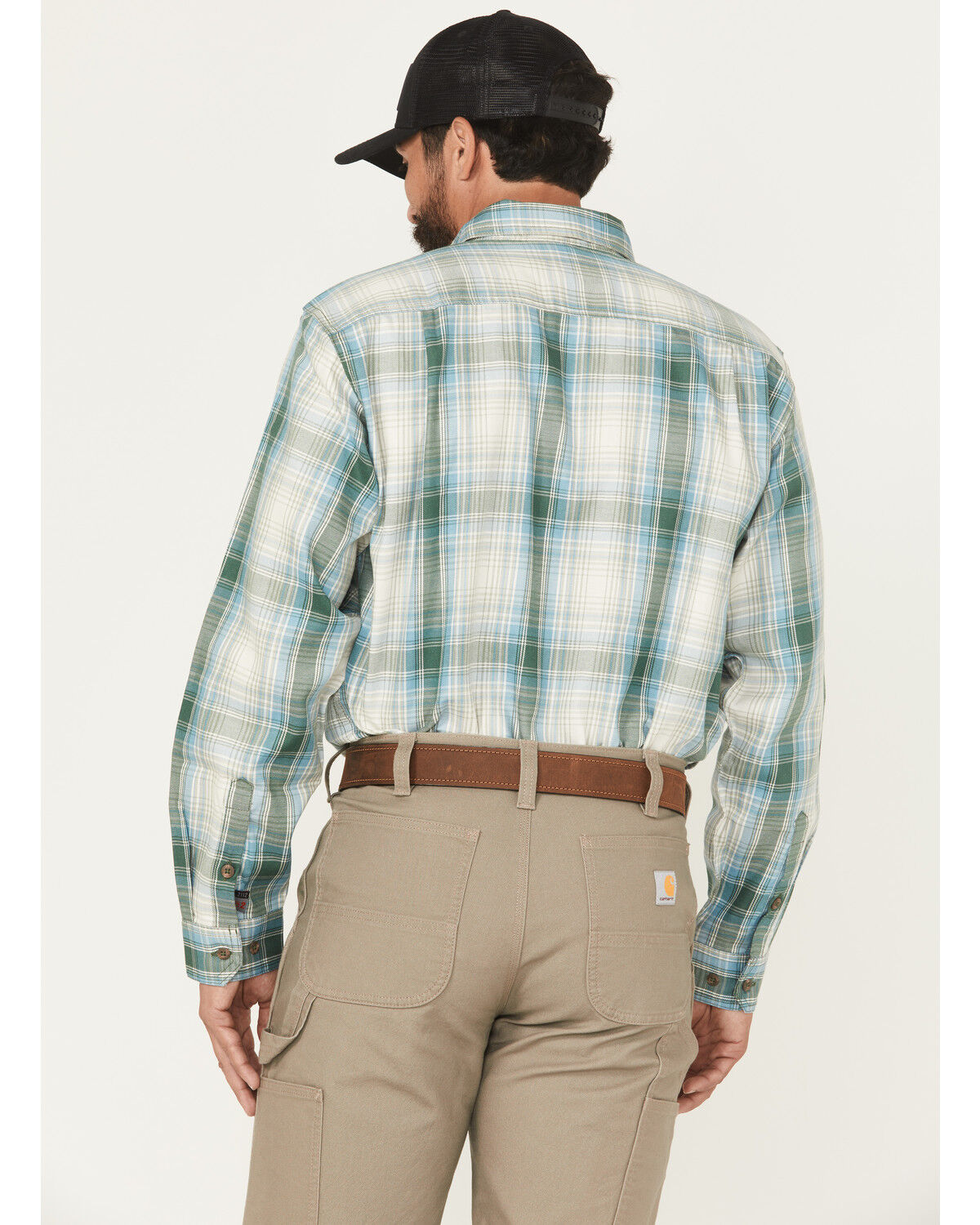 Carhart Men's FR Force Rugged FleX&trade; Loose Fit Midweight Plaid Print Long Sleeve Button-Down Work Shirt