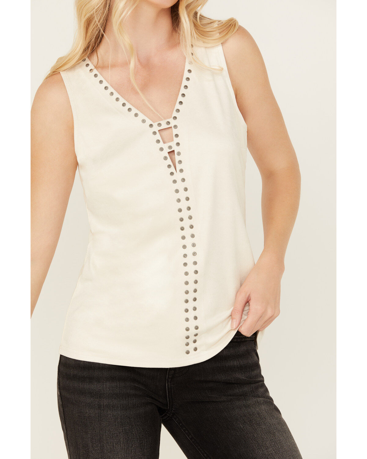 Idyllwind Women's Lilywood Beaded Front Faux Suede Tank Top