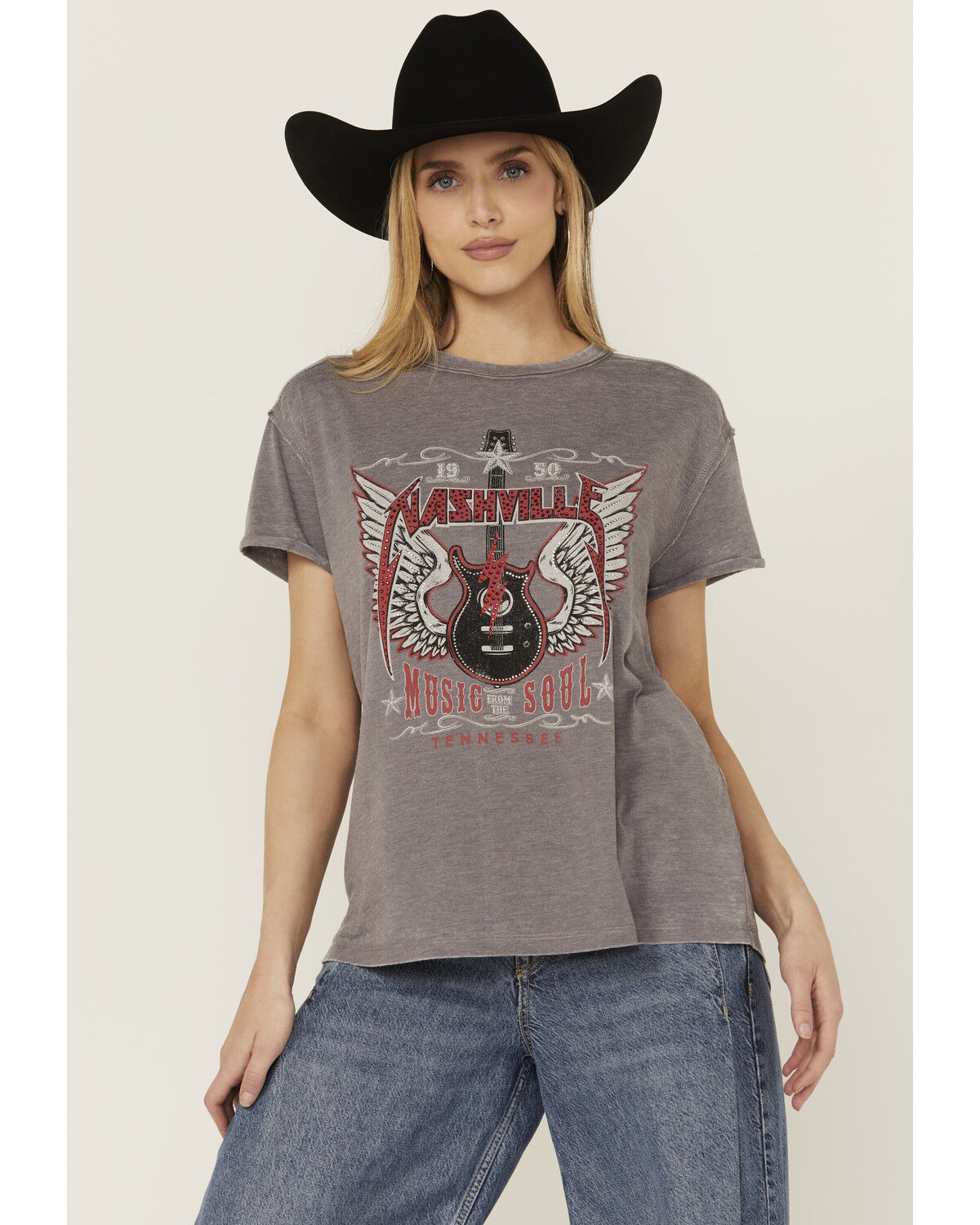 Blended Women's Nashville Embellished Short Sleeve Graphic Tee