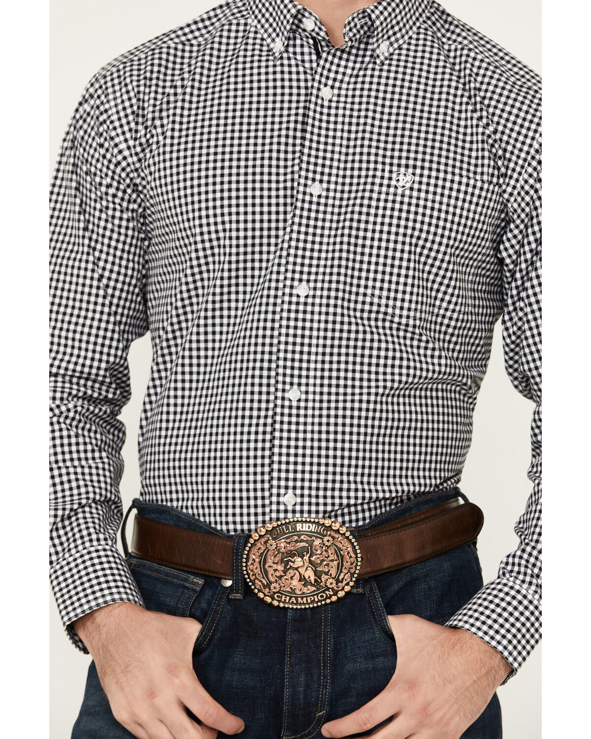 Ariat Men's Jayden Mini Checkered Print Long Sleeve Button-Down Performance Western Shirt