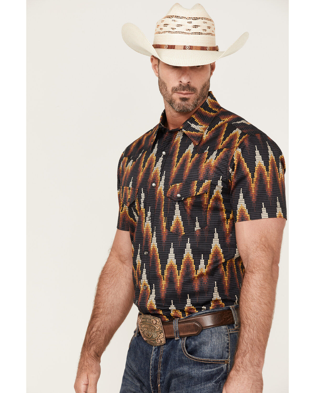 Dale Brisby Men's Digital Print Short Sleeve Snap Western Shirt
