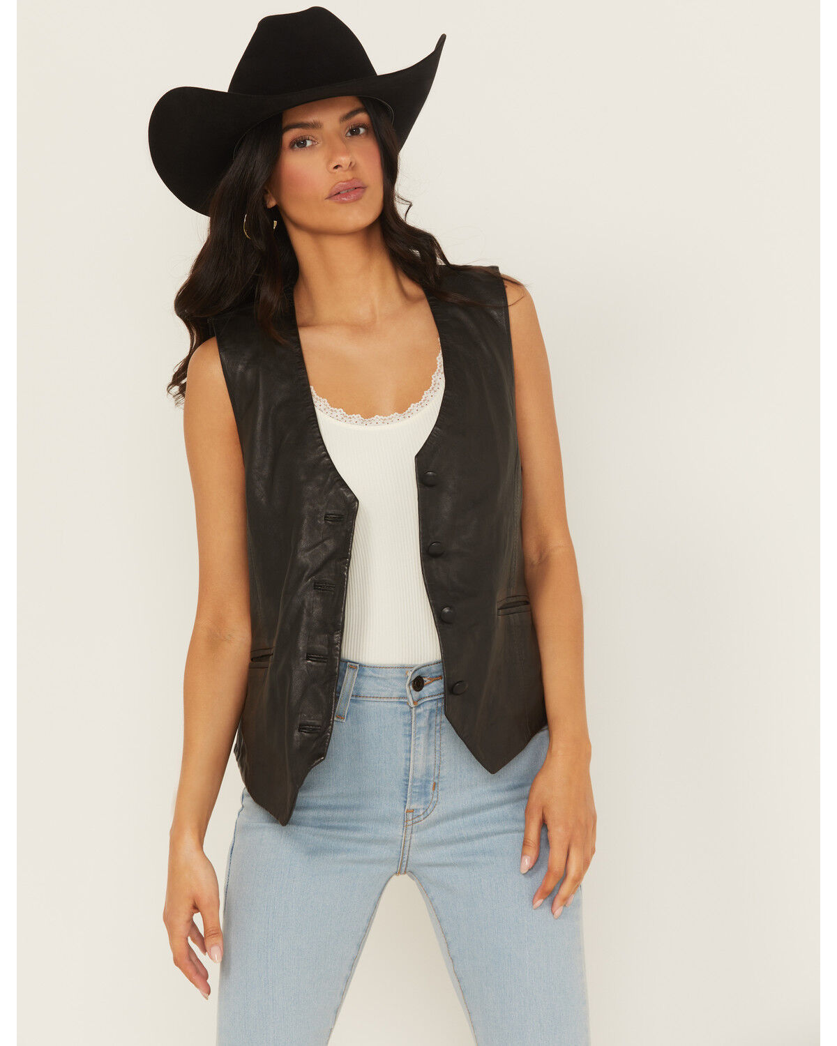 Mauritius Leather Women's Button-Down Leather Vest